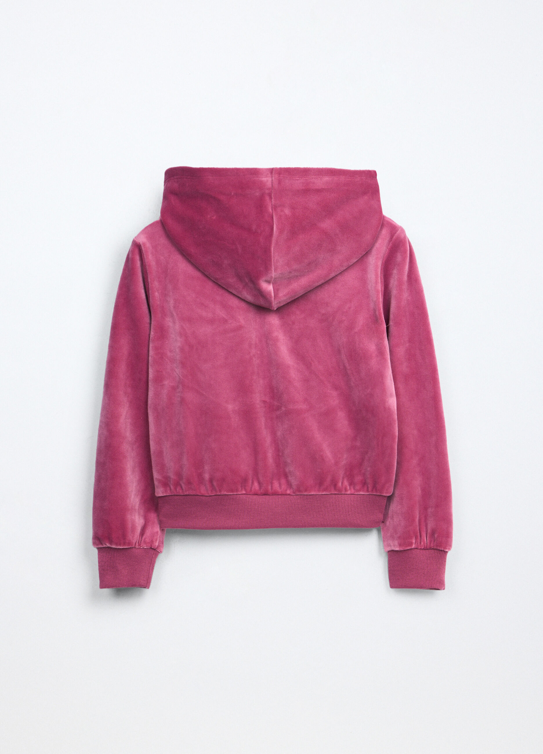 Felpa velours con cappuccio bambina_1