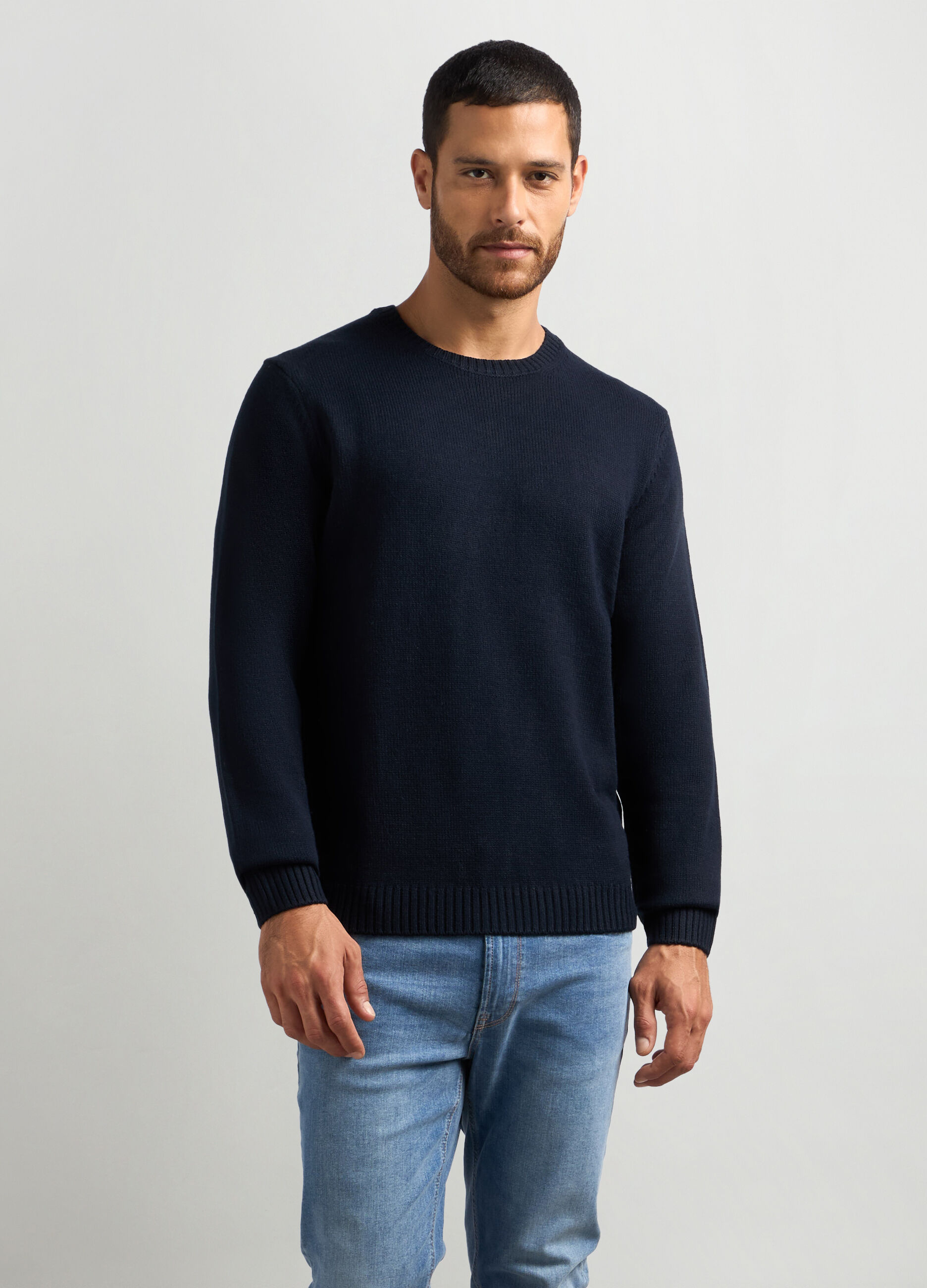 Maglione girocollo maglia rasata uomo_0