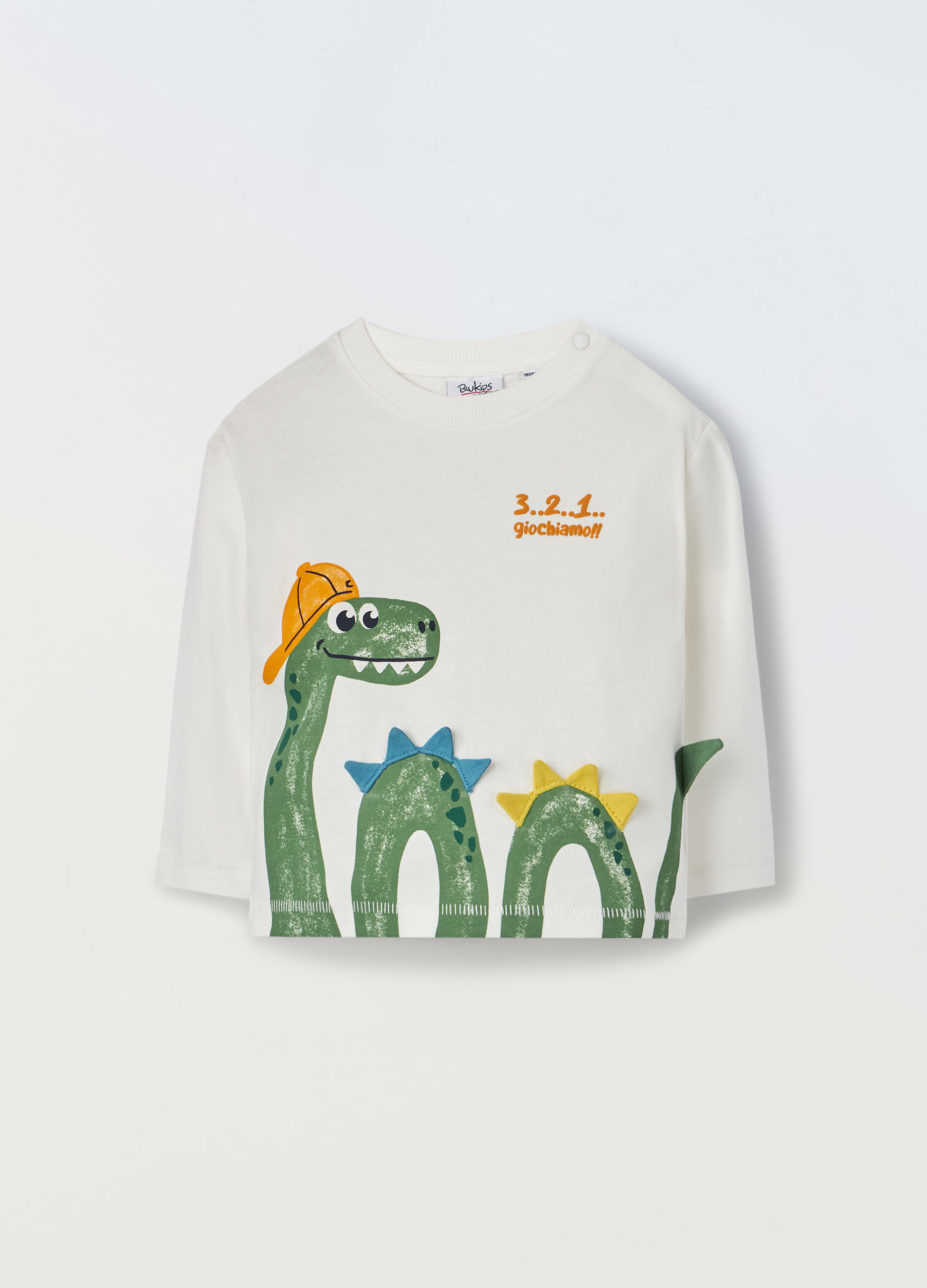 T-shirt a maniche lunghe in puro cotone neonato_0