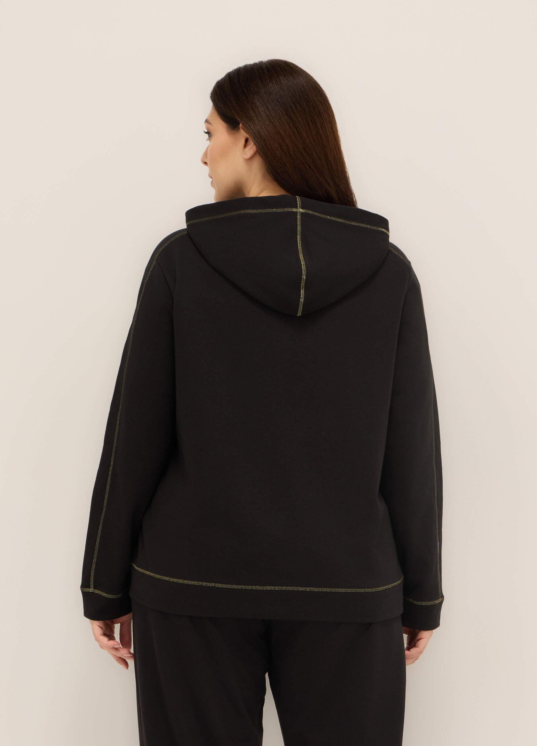 Felpa con cappuccio misto cotone donna curvy_1
