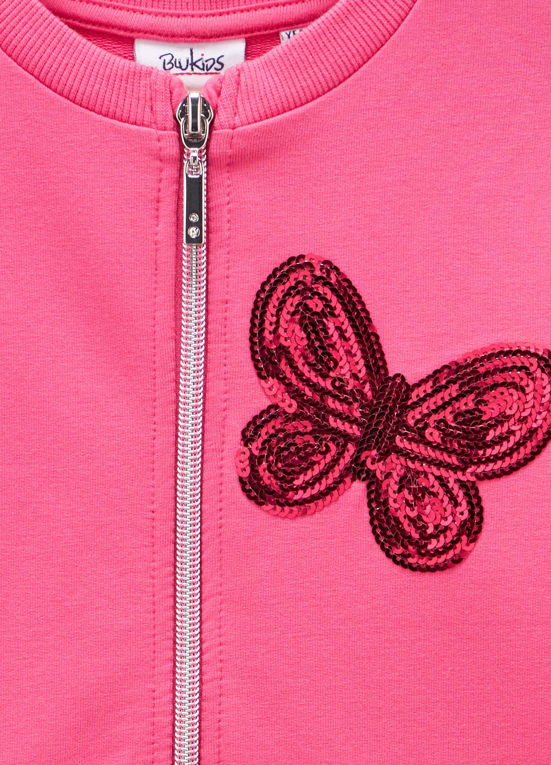 Felpa full zip in cotone stretch bambina_1