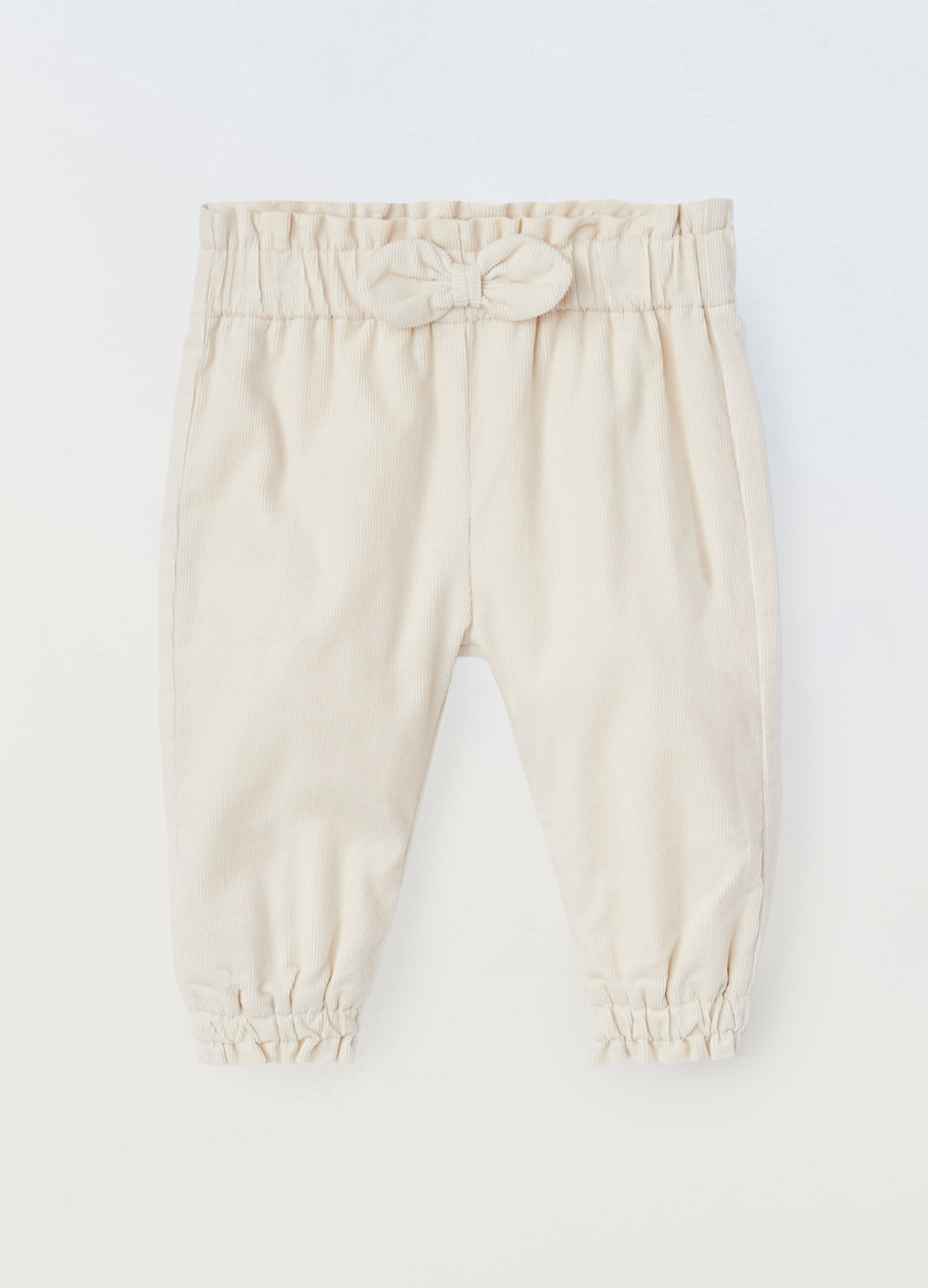 Jogger in costina di puro cotone neonata_0