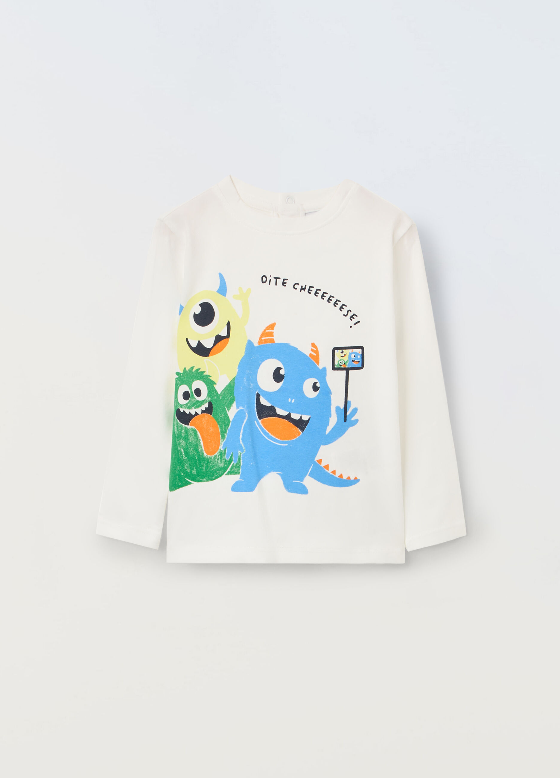 T-shirt in puro cotone a maniche lunghe neonato_0