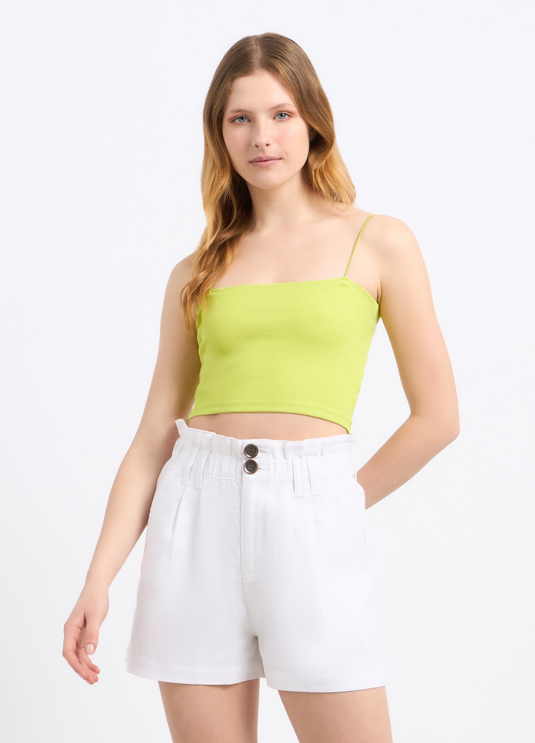 Top a fascia in costina di cotone stretch donna_0