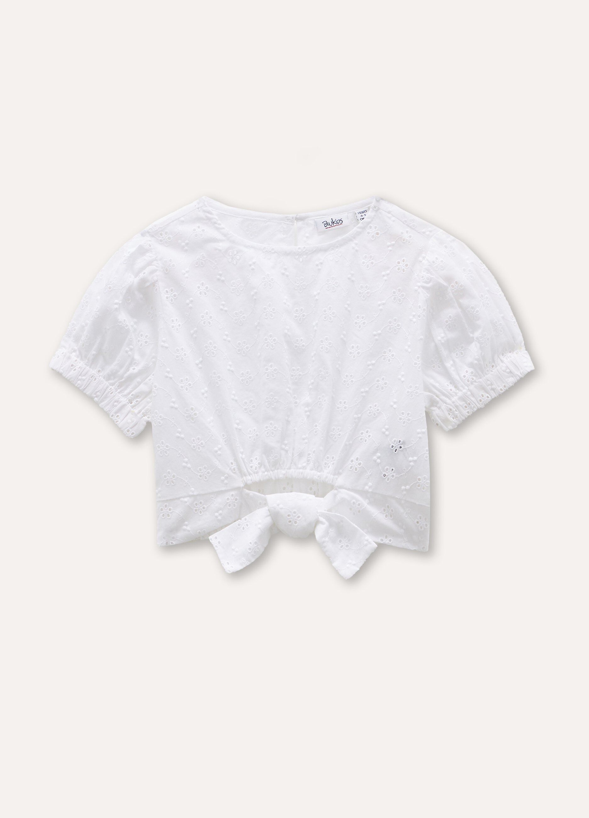 Blusa in puro cotone sangallo bambina_0