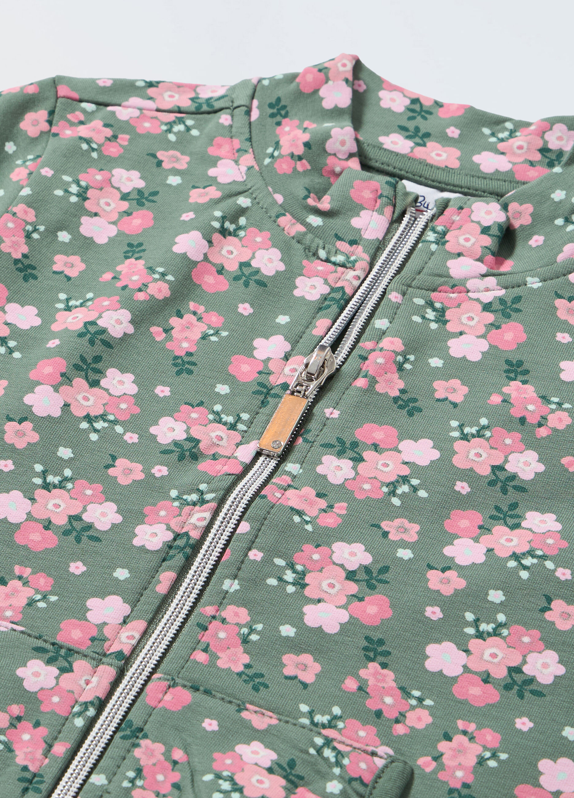 Felpa a collo alto con zip in french terry stretch bambina_1