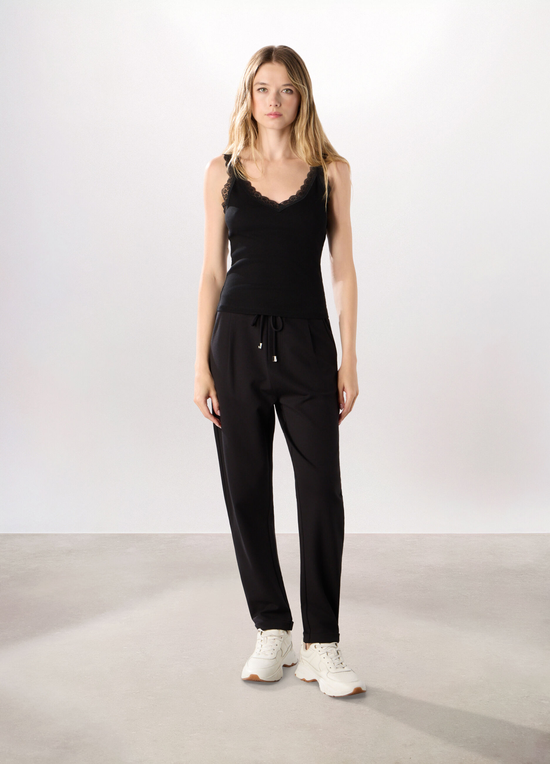 Jogger in jersey stretch misto viscosa donna_0