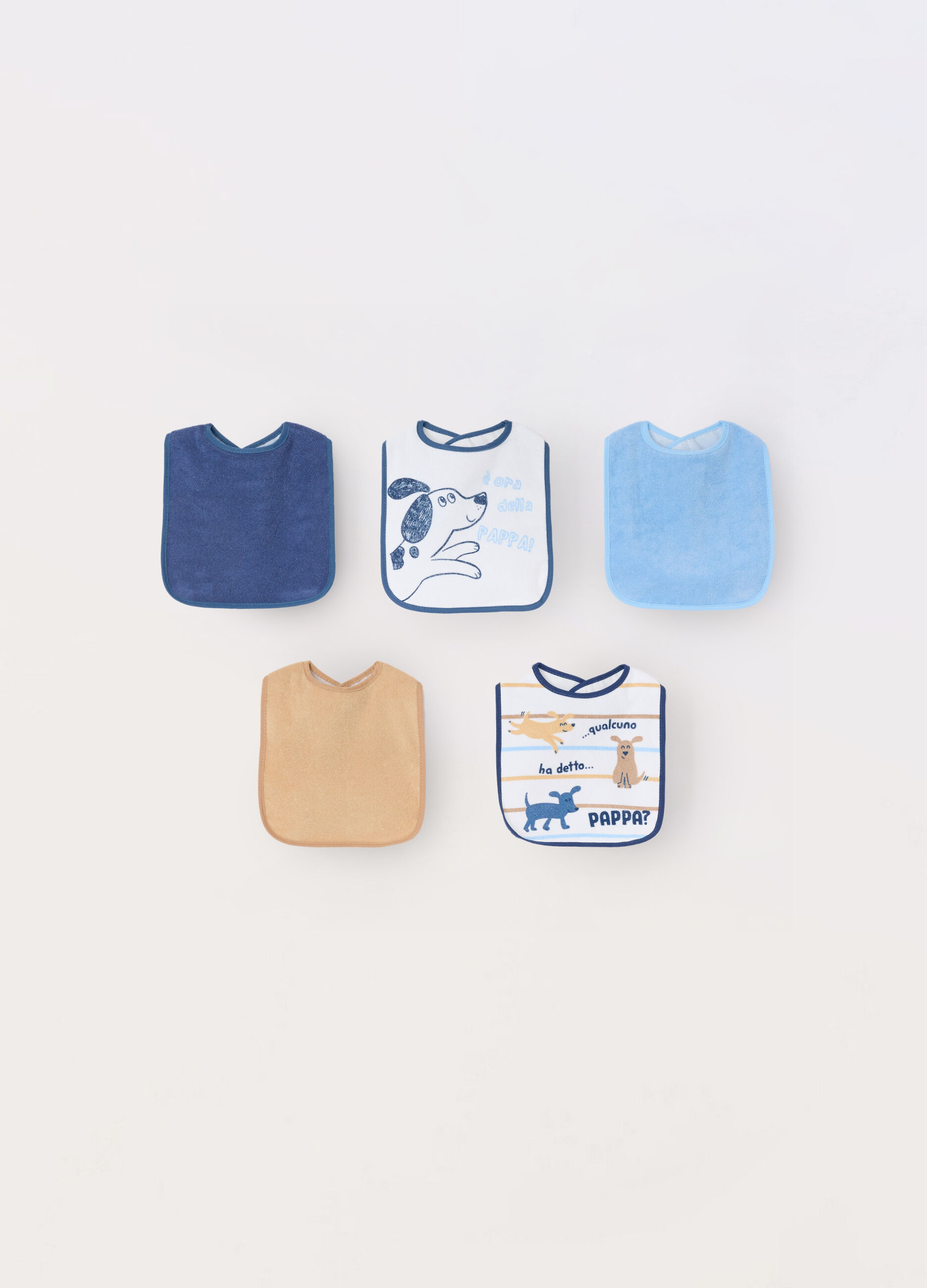 Pack 5 bavaglini in spugna di misto cotone neonato_0