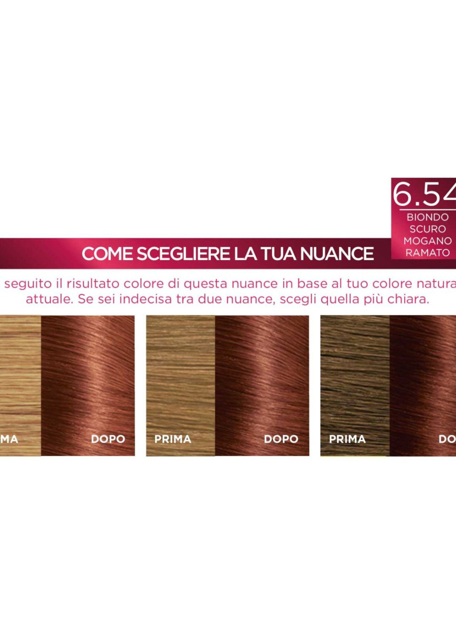 L'Oréal Paris Tinta Capelli Excellence, Copre i capelli bianchi, colore ricco, luminoso e a lunga durata, 6.54 Biondo Scuro Mogano Ramato._4