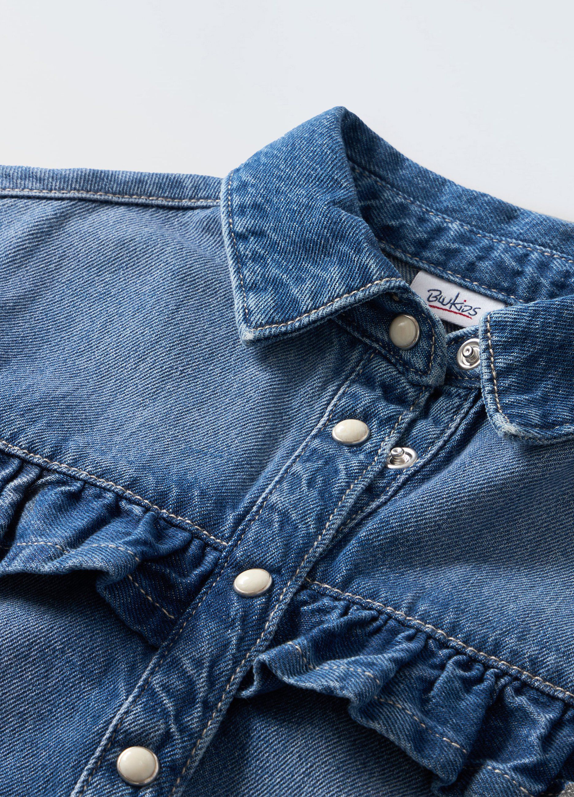 Camicia in denim di puro cotone bambina_1
