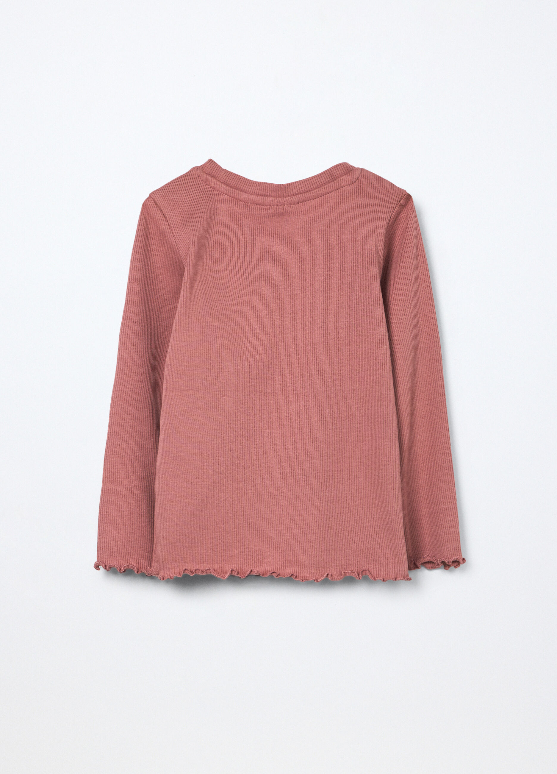 T-shirt in costina di cotone stretch neonata_1