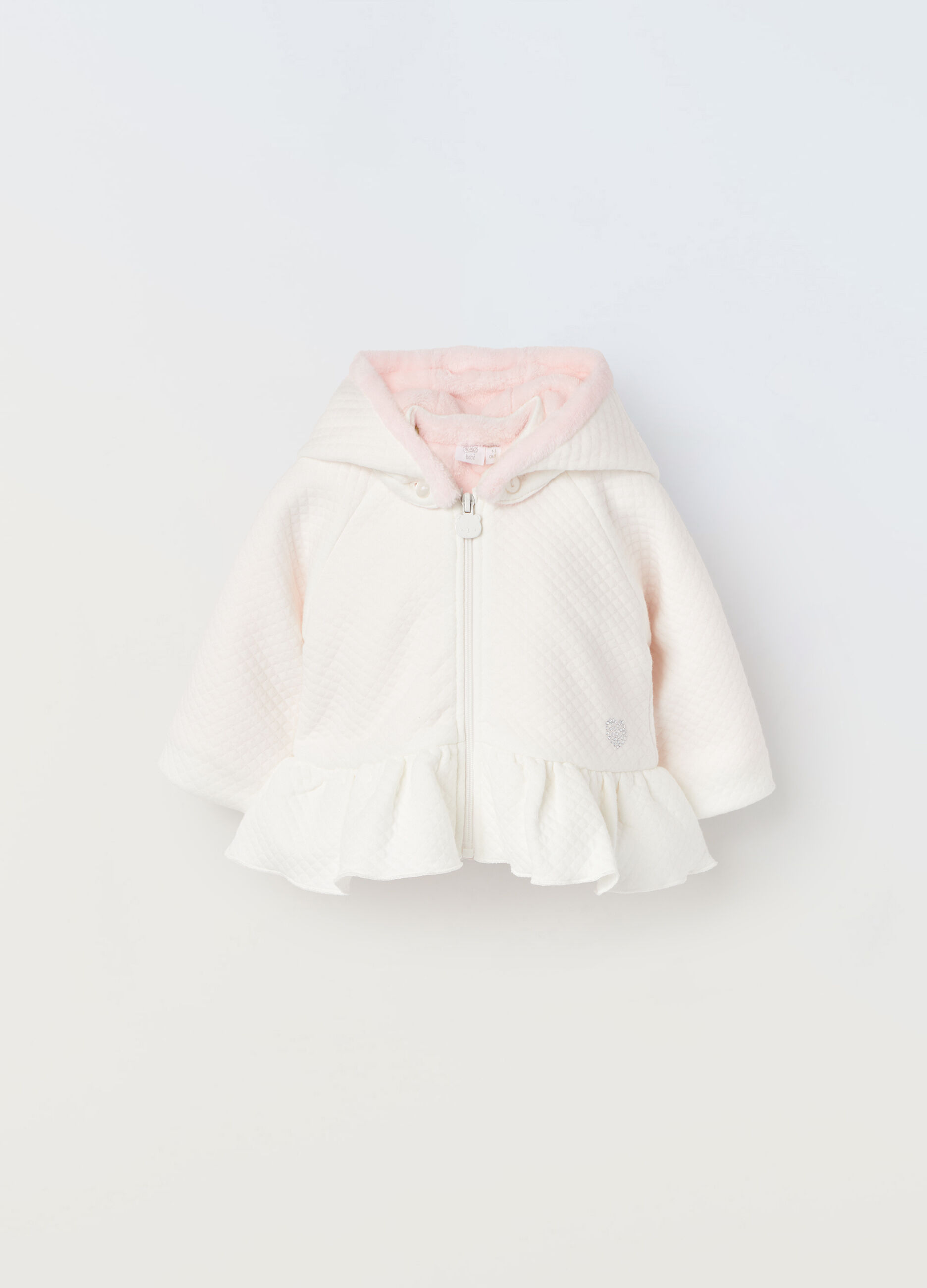 Giacca con cappuccio in misto cotone neonata_0