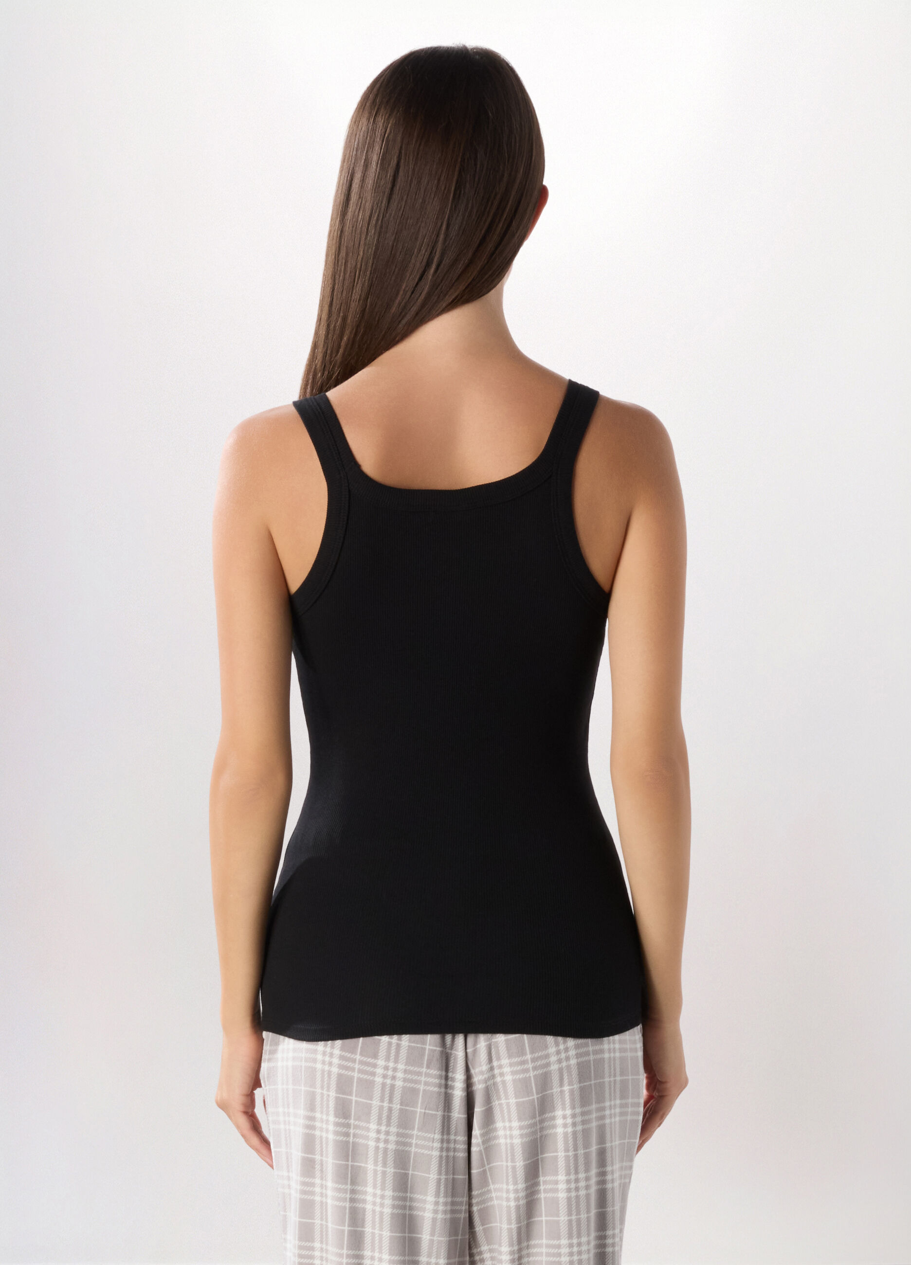 Canotta intima in cotone stretch a costine donna_1