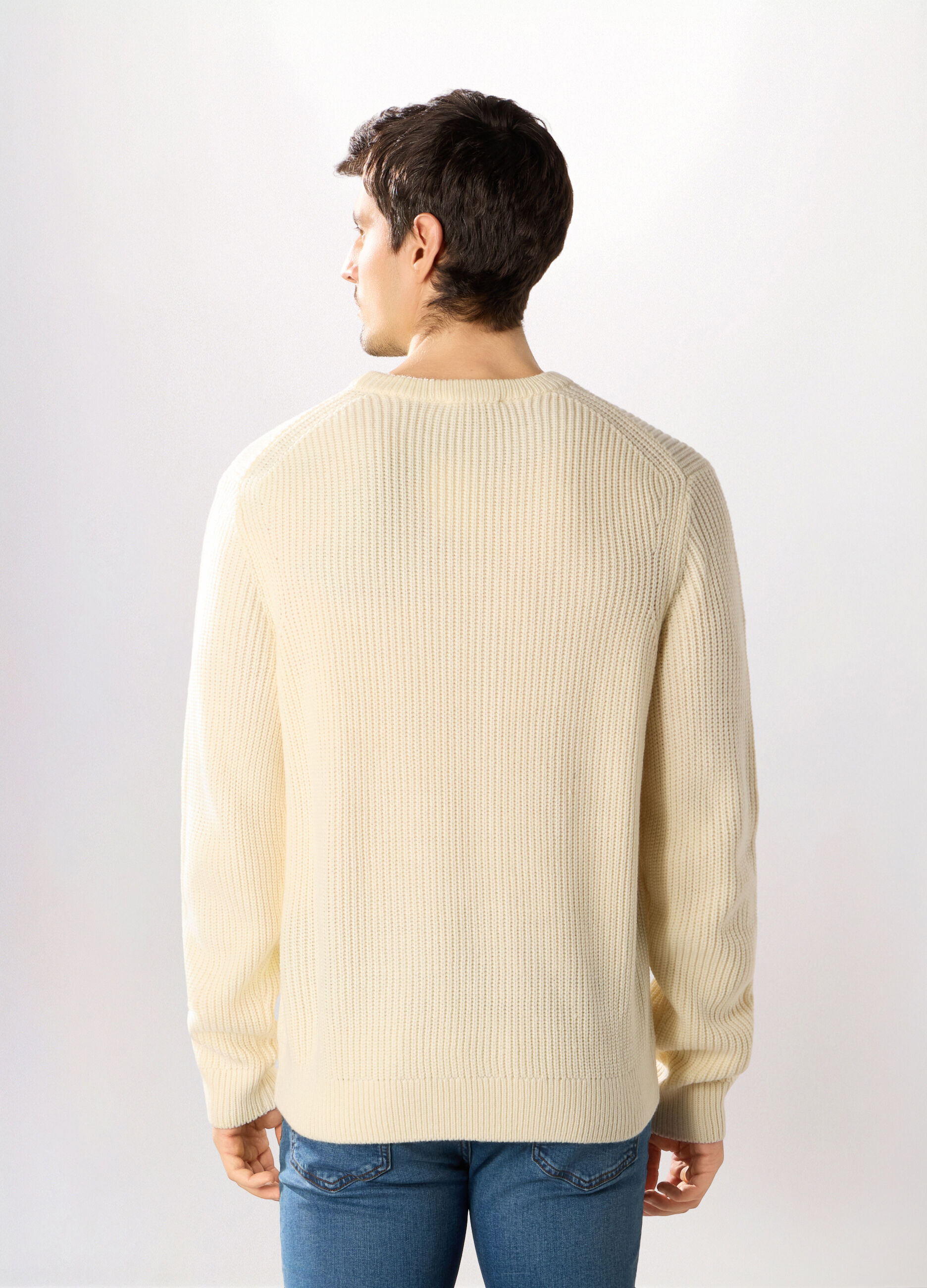 Maglione girocollo a costa inglese uomo_1