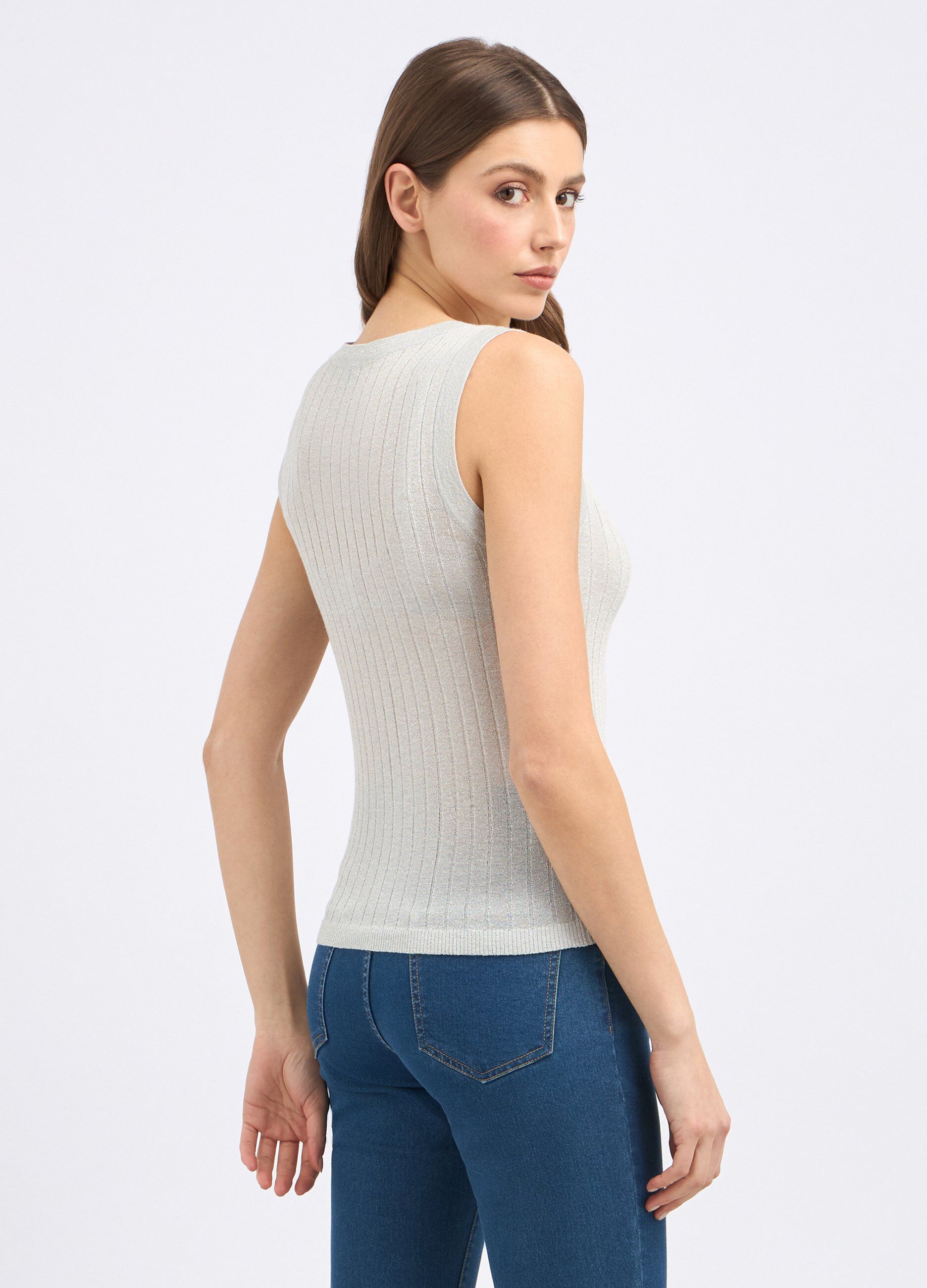 Canotta tricot con filo lurex donna_1