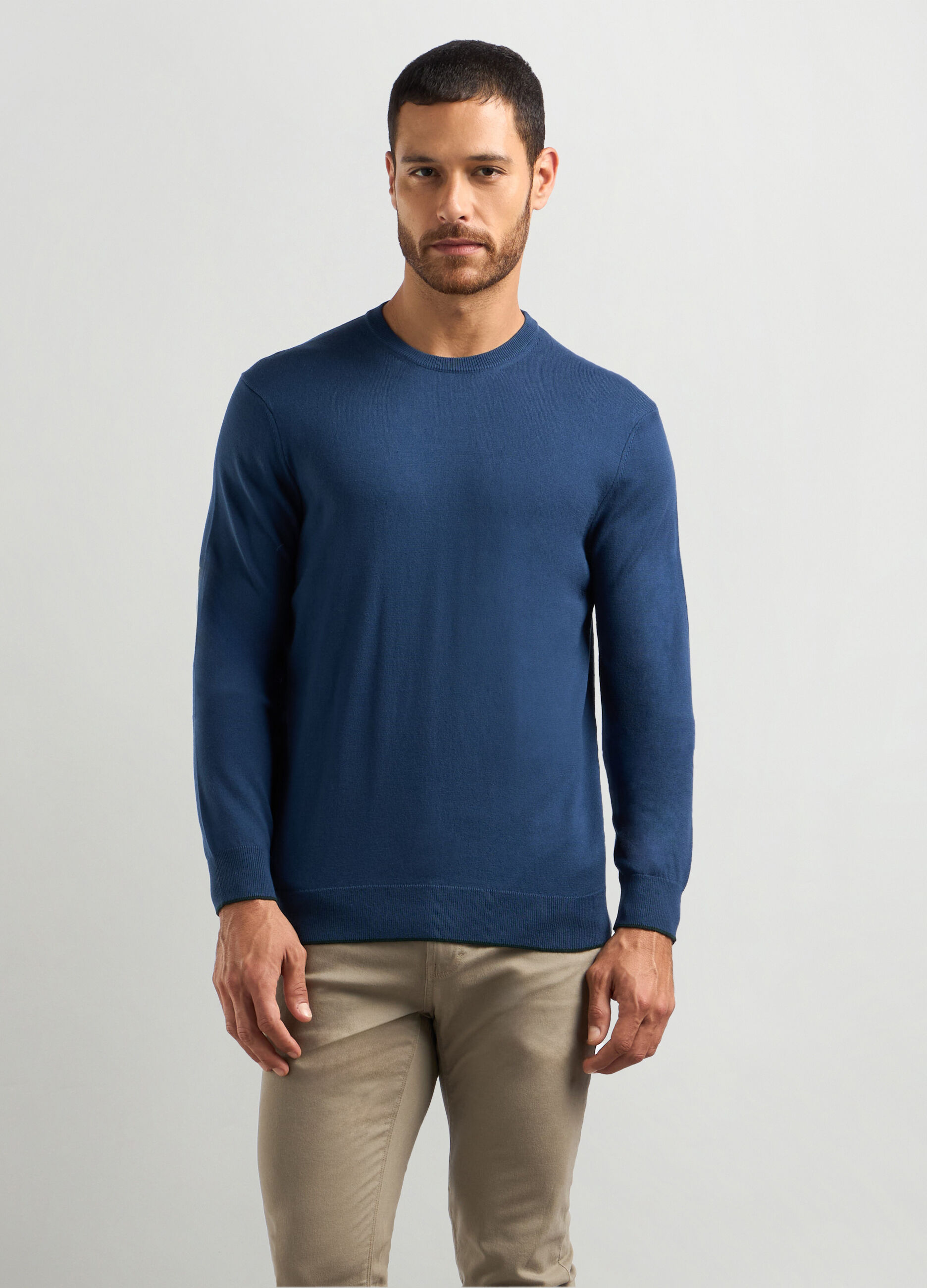 Maglione girocollo misto cotone uomo_0