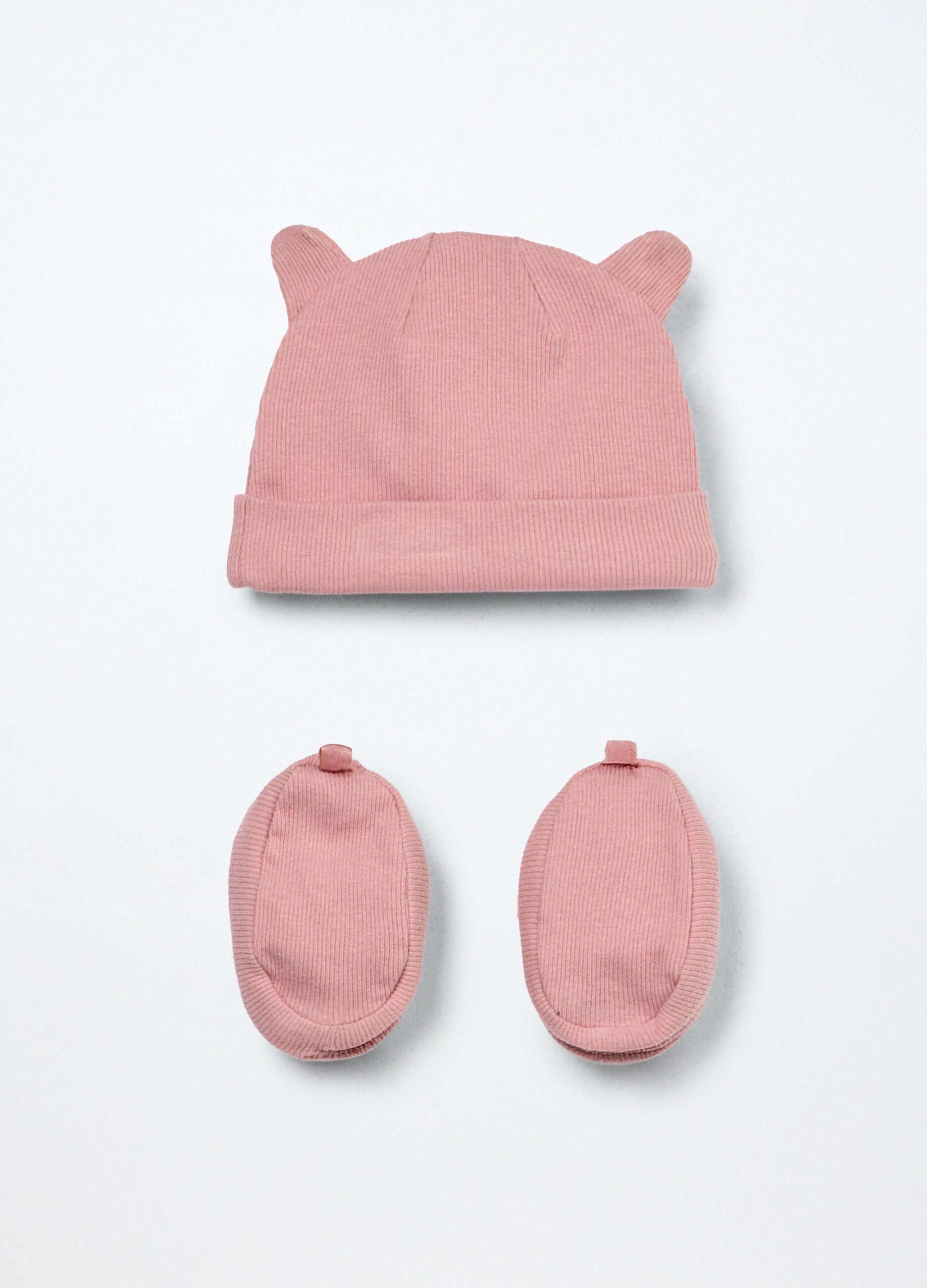 Set berretto + scarpine in costina di puro cotone neonata_1
