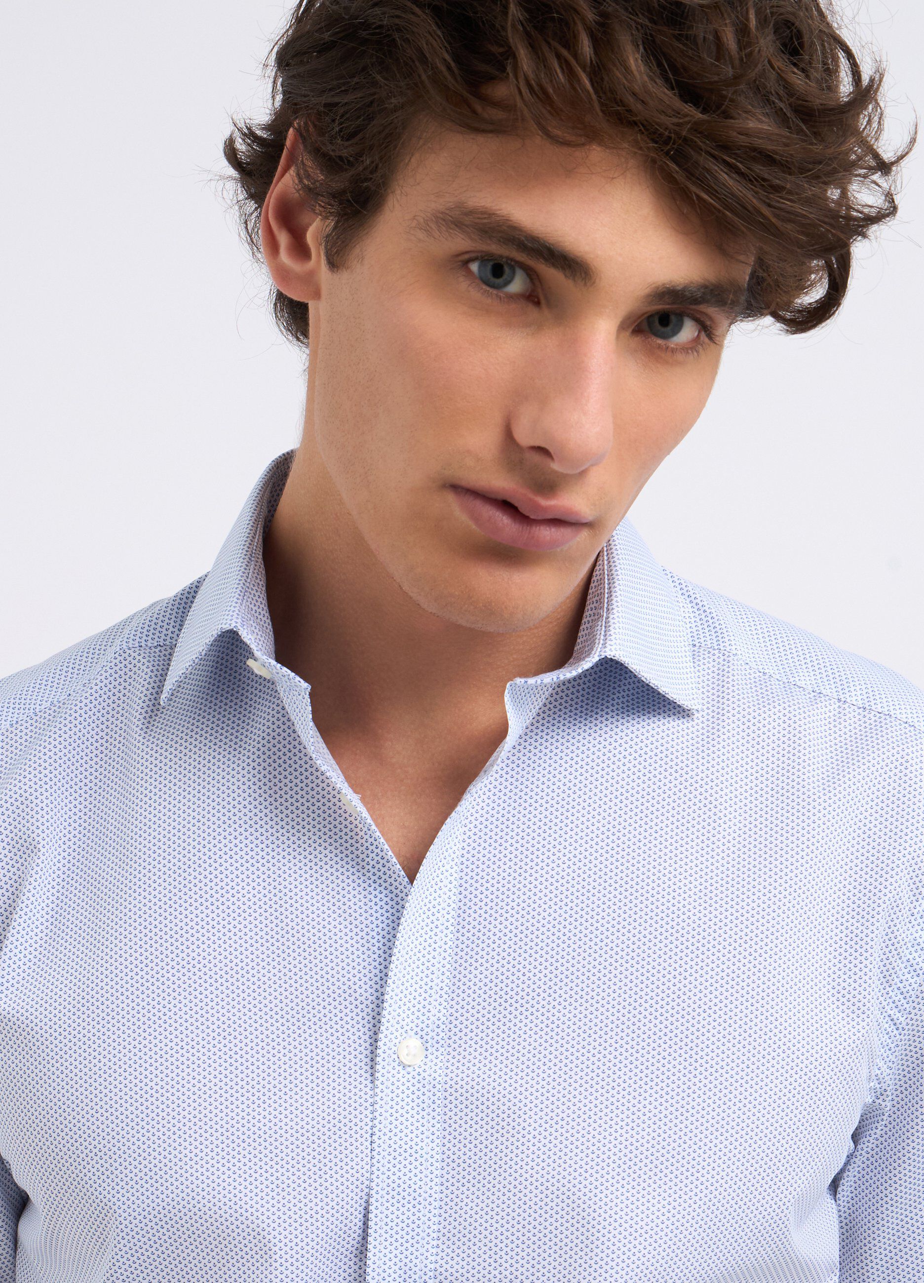 Camicia a maniche corte in misto cotone uomo_2