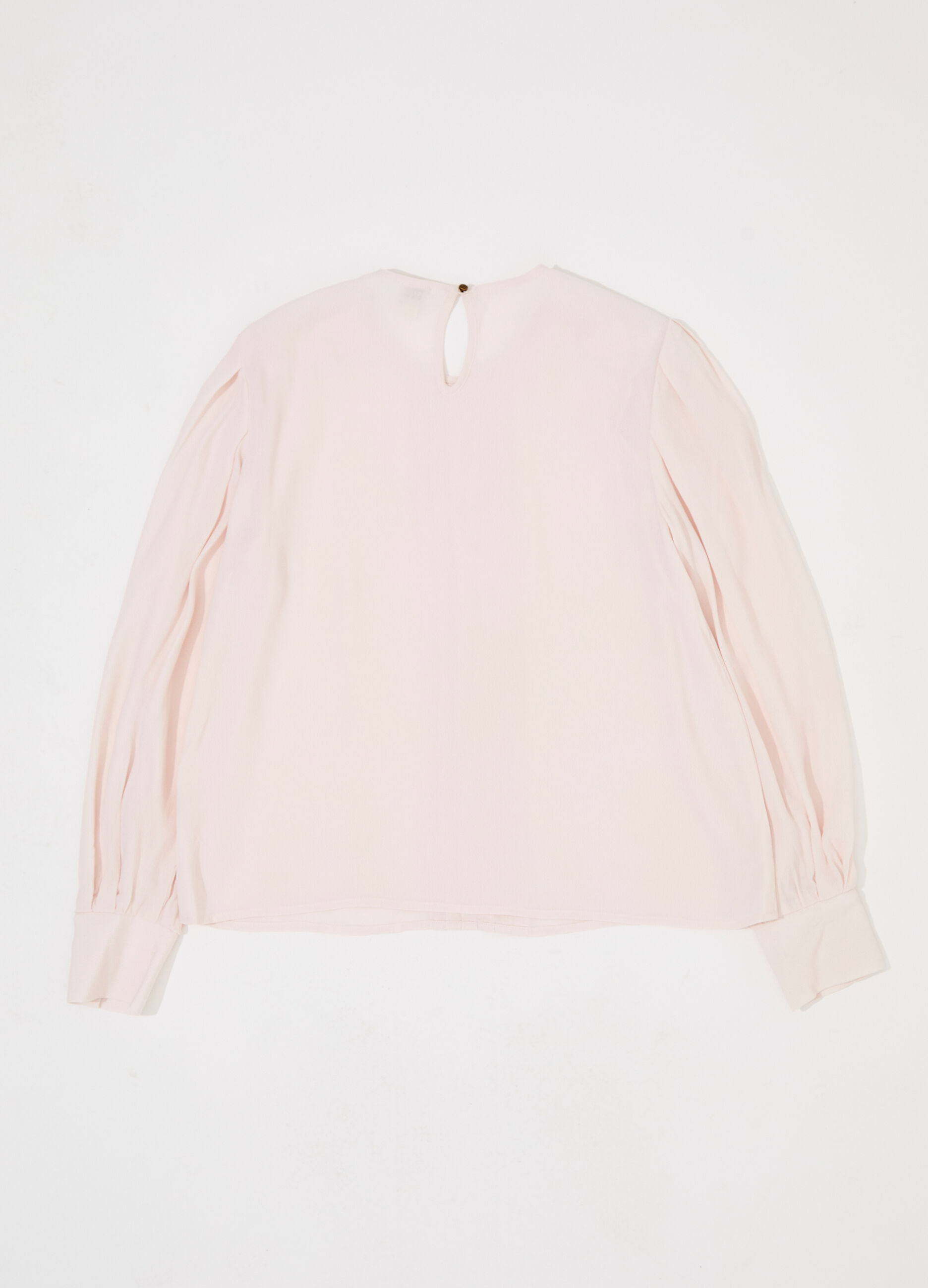 Blusa a pieghe con maniche a sbuffo donna_5