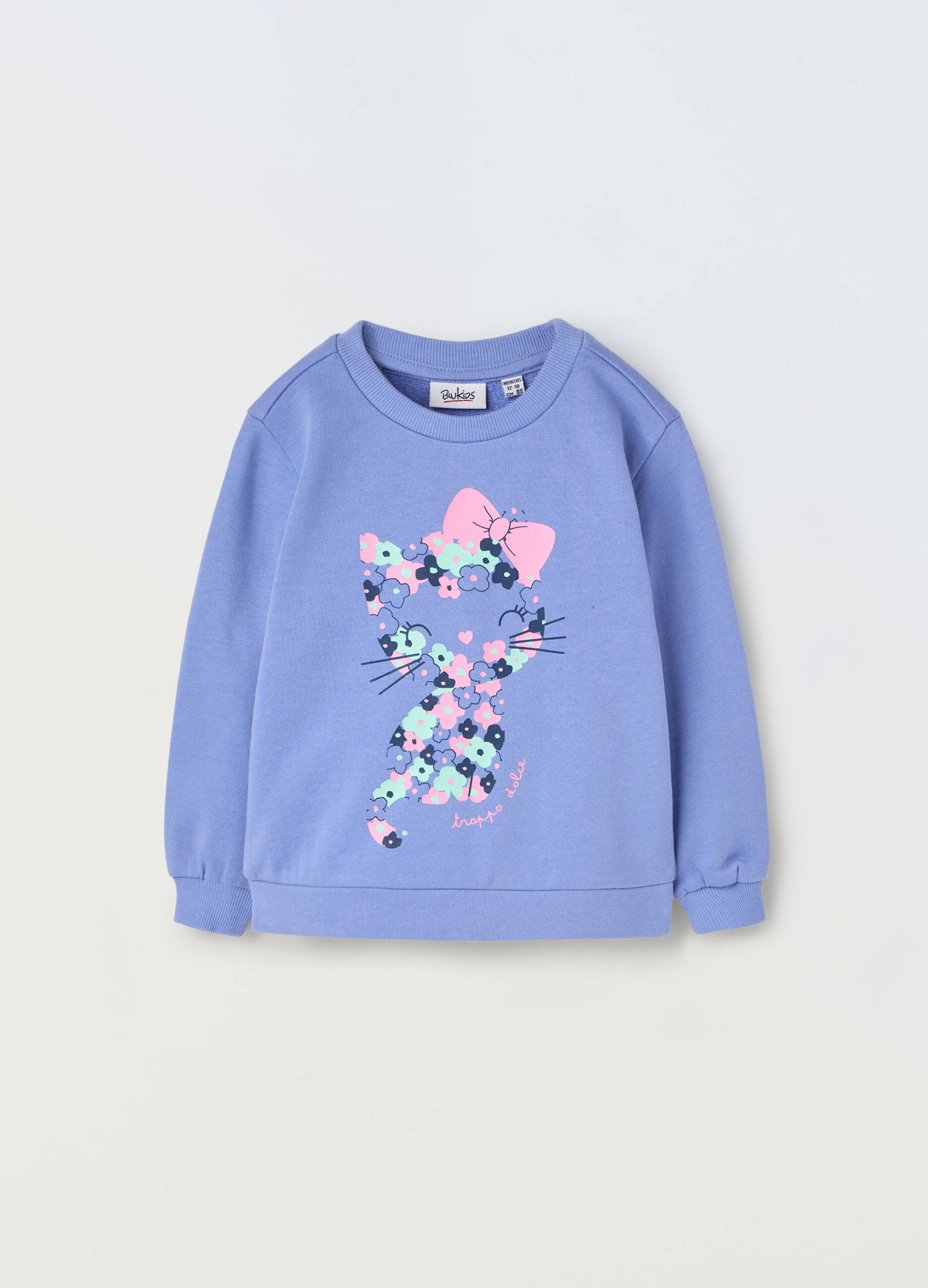 Felpa in puro cotone con stampa neonata_0