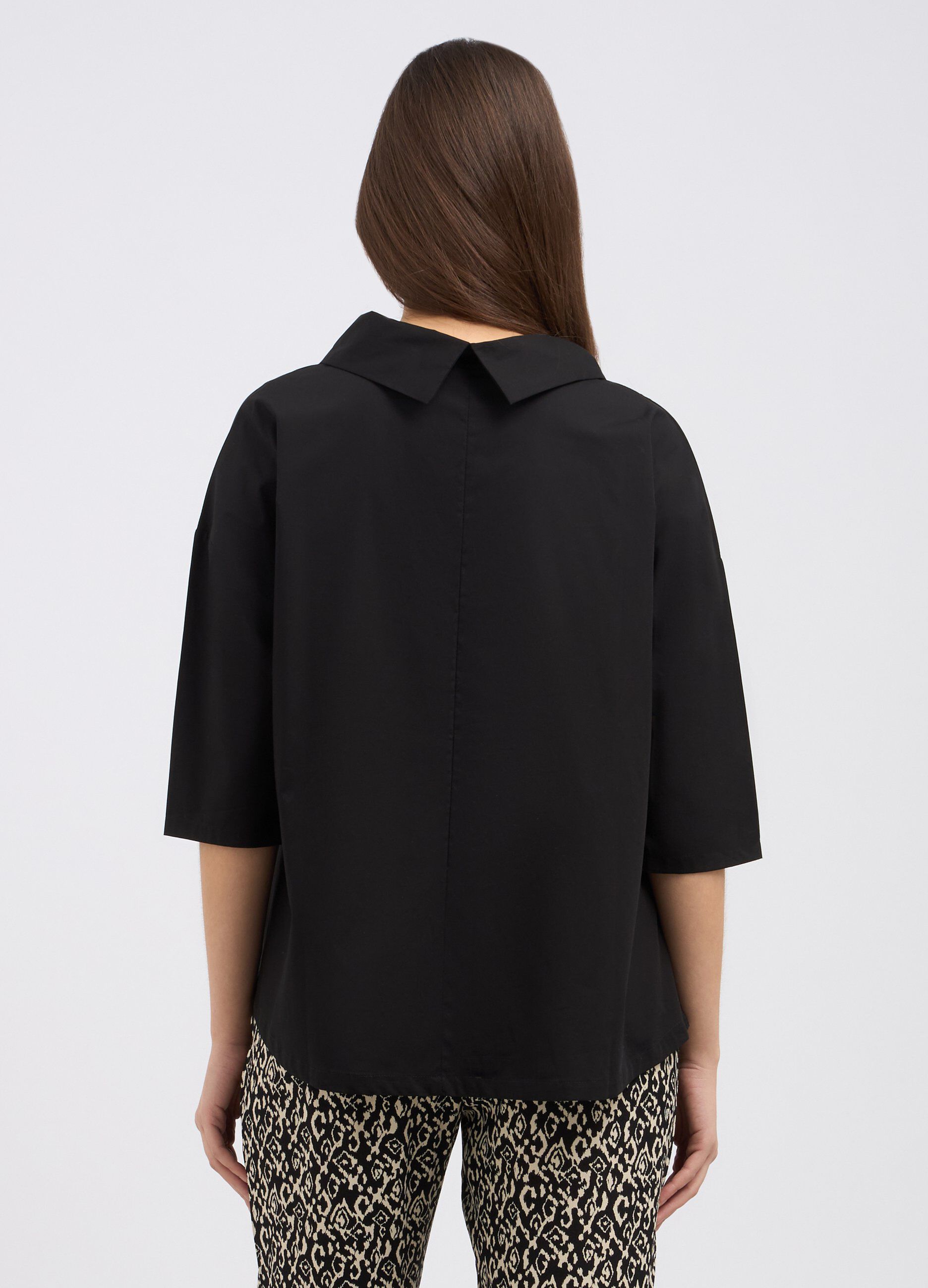Blusa in puro cotone a collo alto donna_1