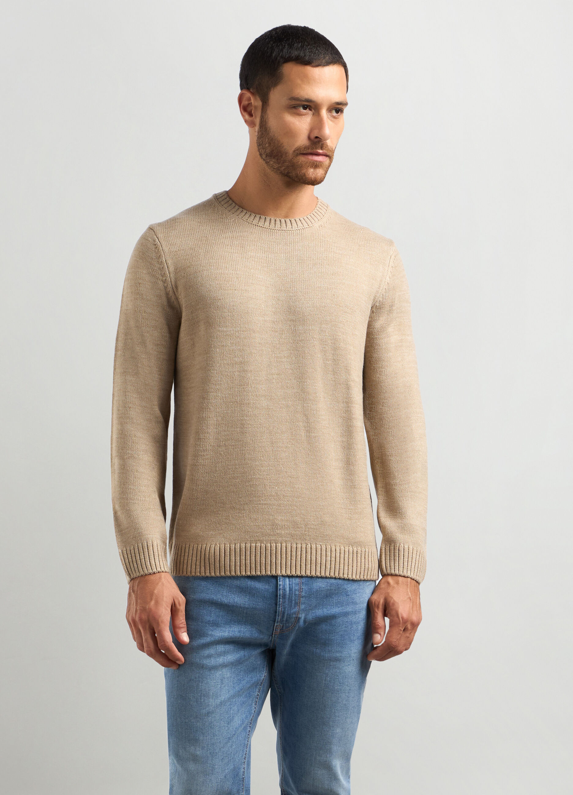 Maglione girocollo maglia rasata uomo_0