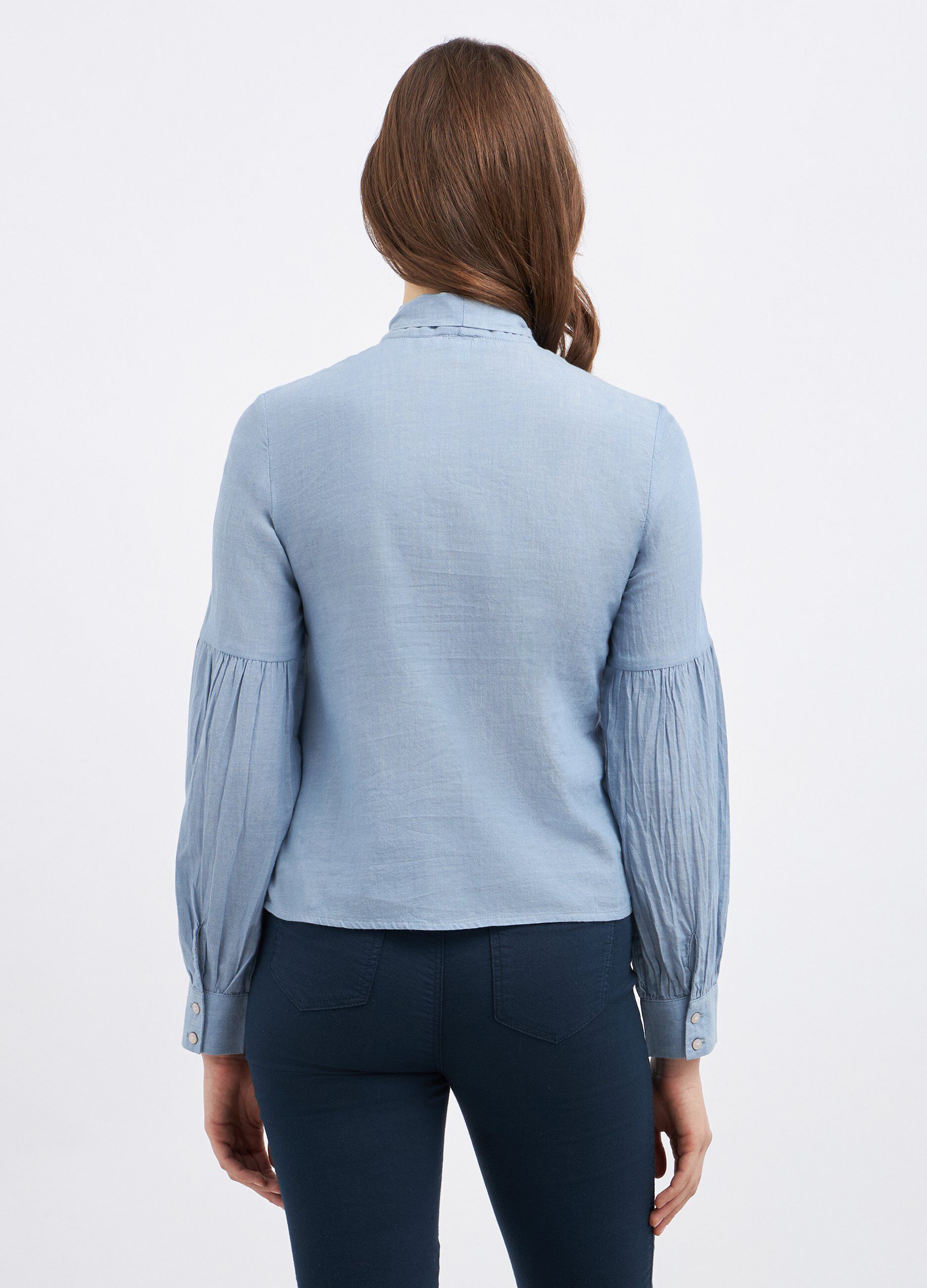 Blusa in puro cotone con fiocco donna_1