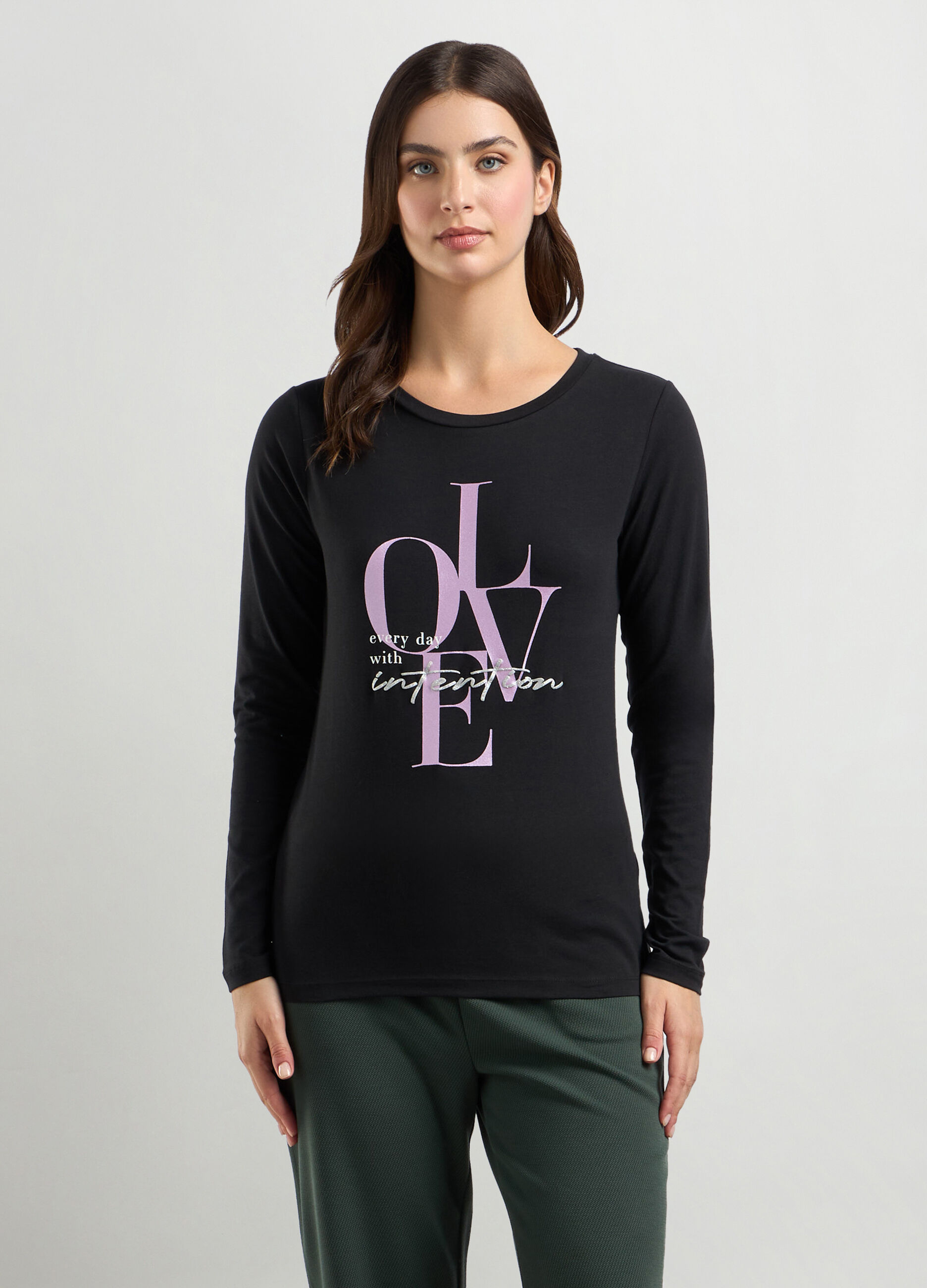 T-shirt in jersey di cotone stretch donna_0