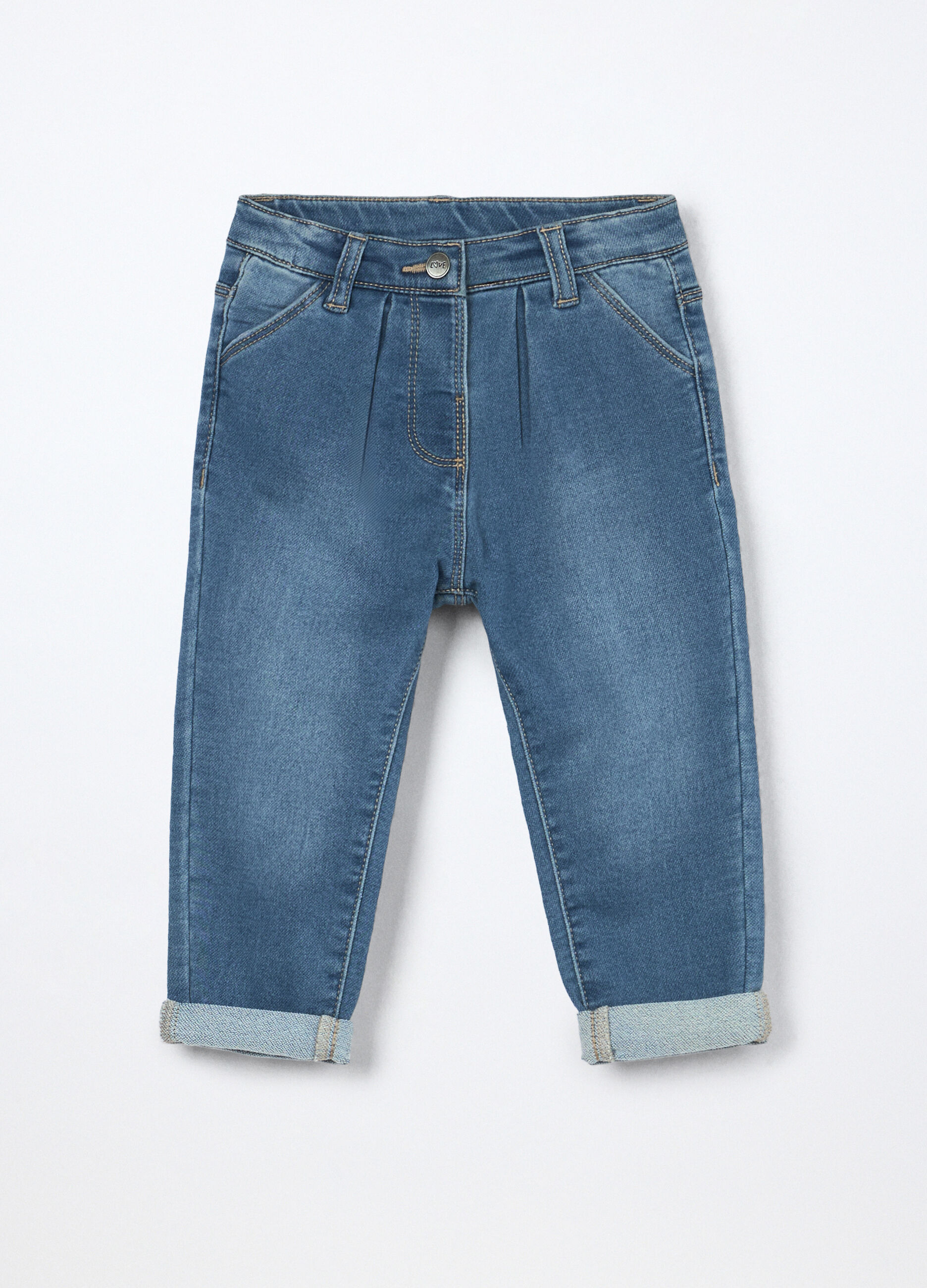 Pantaloni in denim misto cotone neonata_0