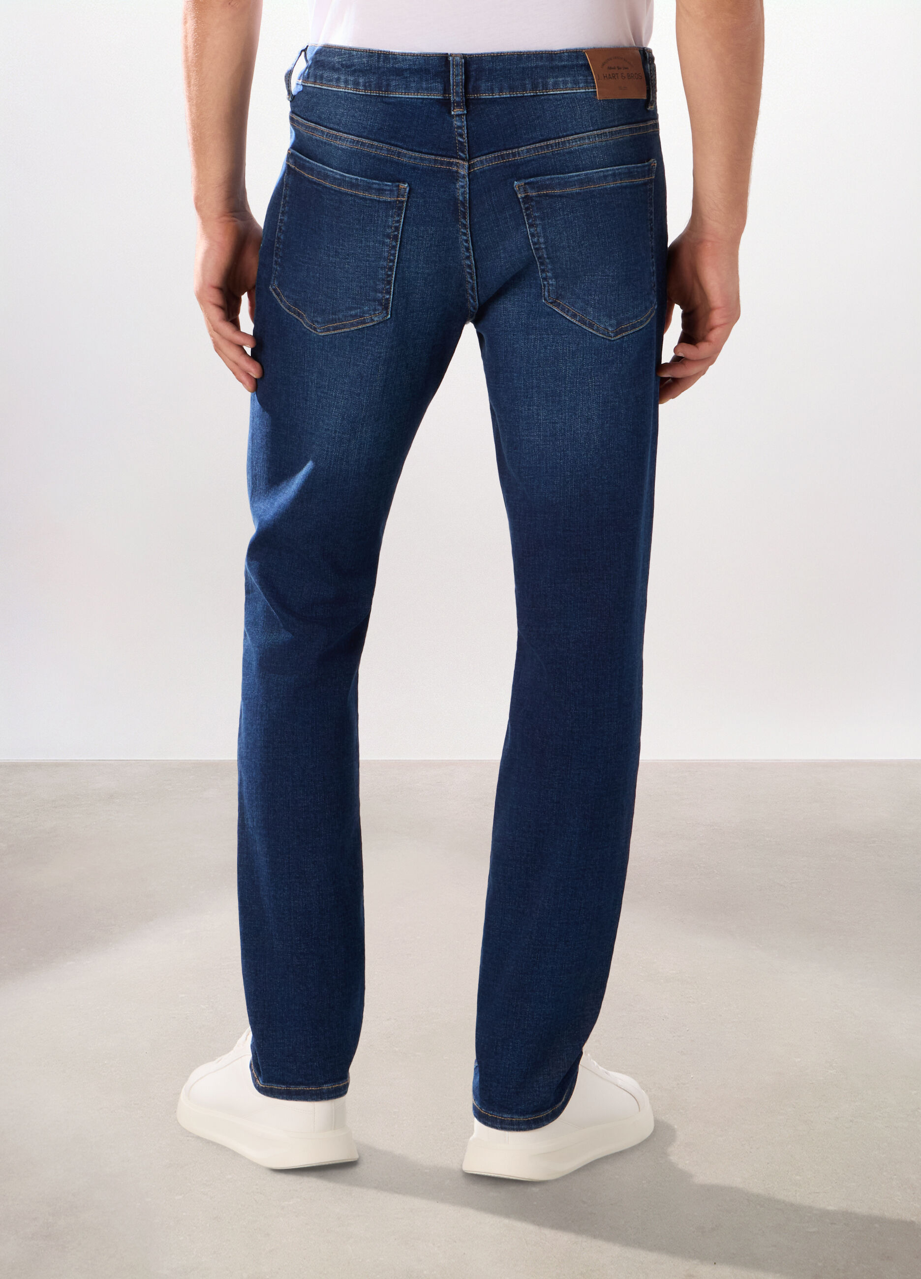 Jeans 5 tasche in denim di cotone stretch uomo_2