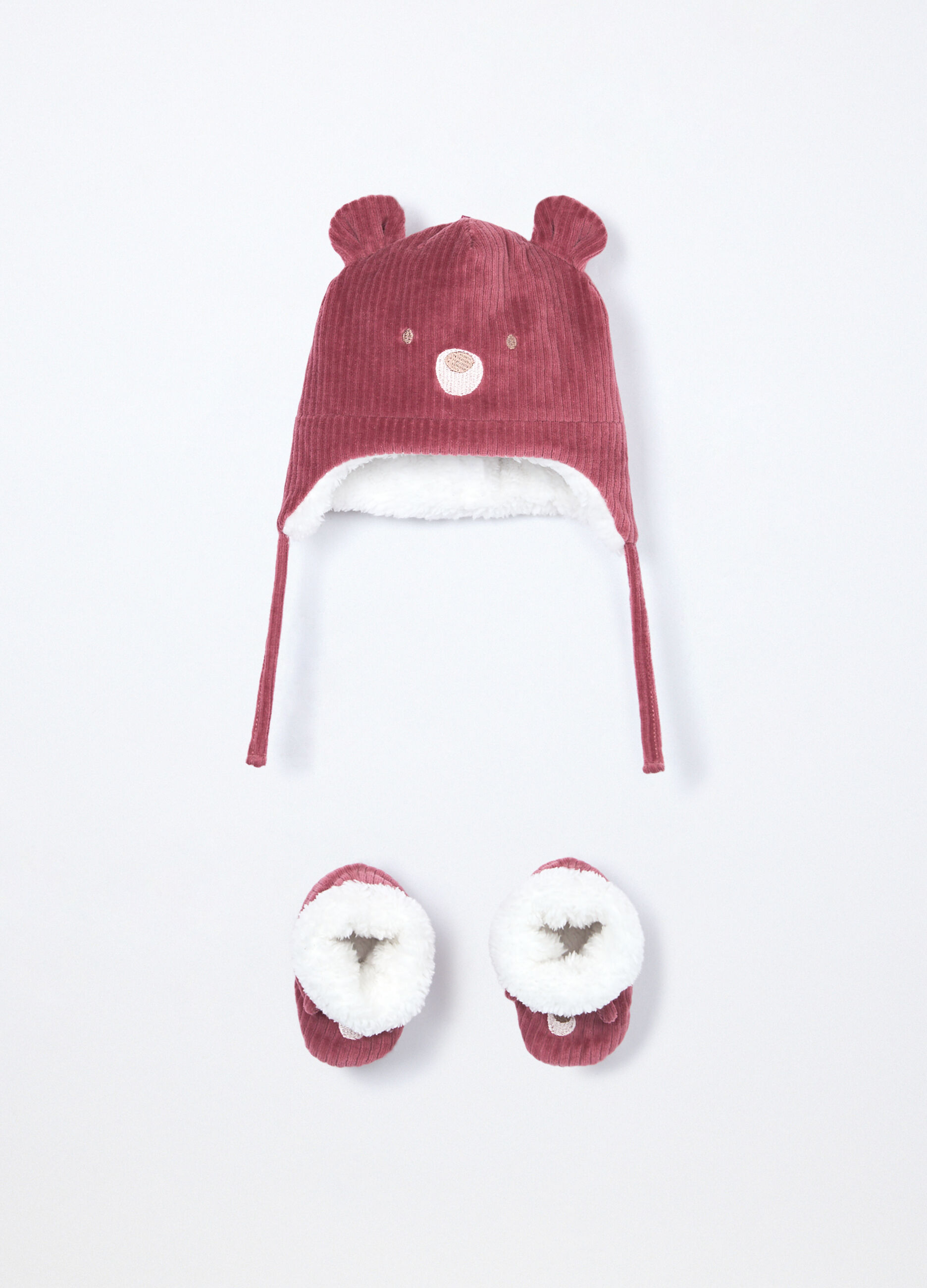 Set berretto + scarpine in puro cotone velour _0