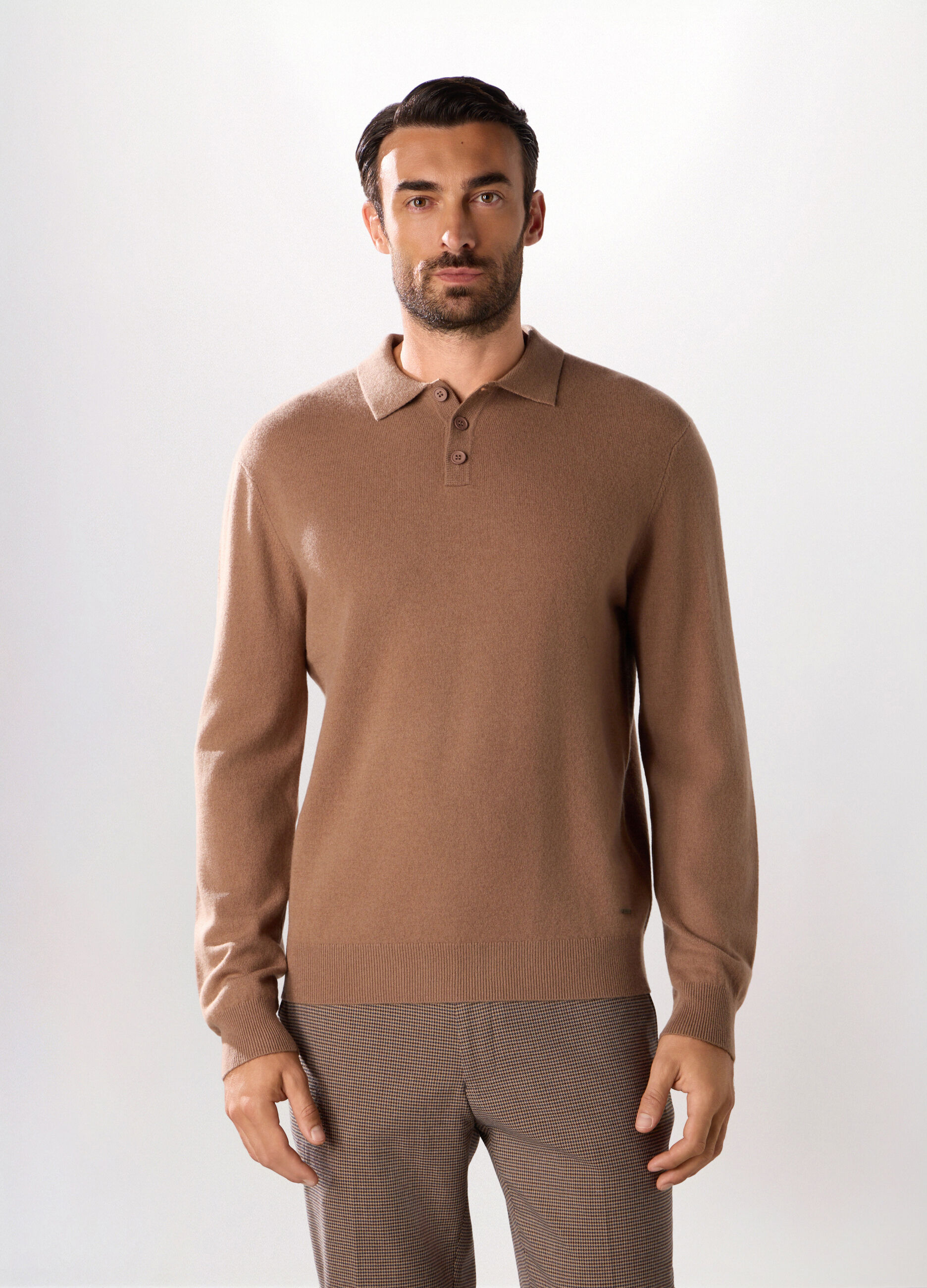 Polo a maniche lunghe in lambswool uomo_0