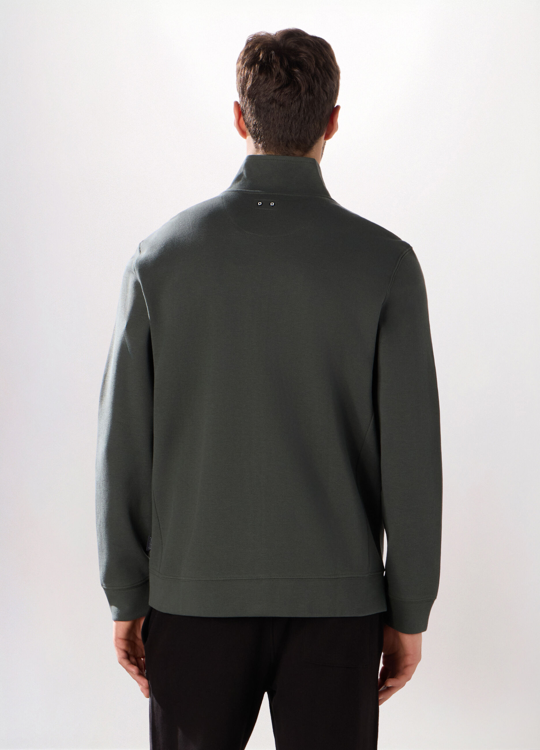 Felpa con zip in puro cotone uomo_1