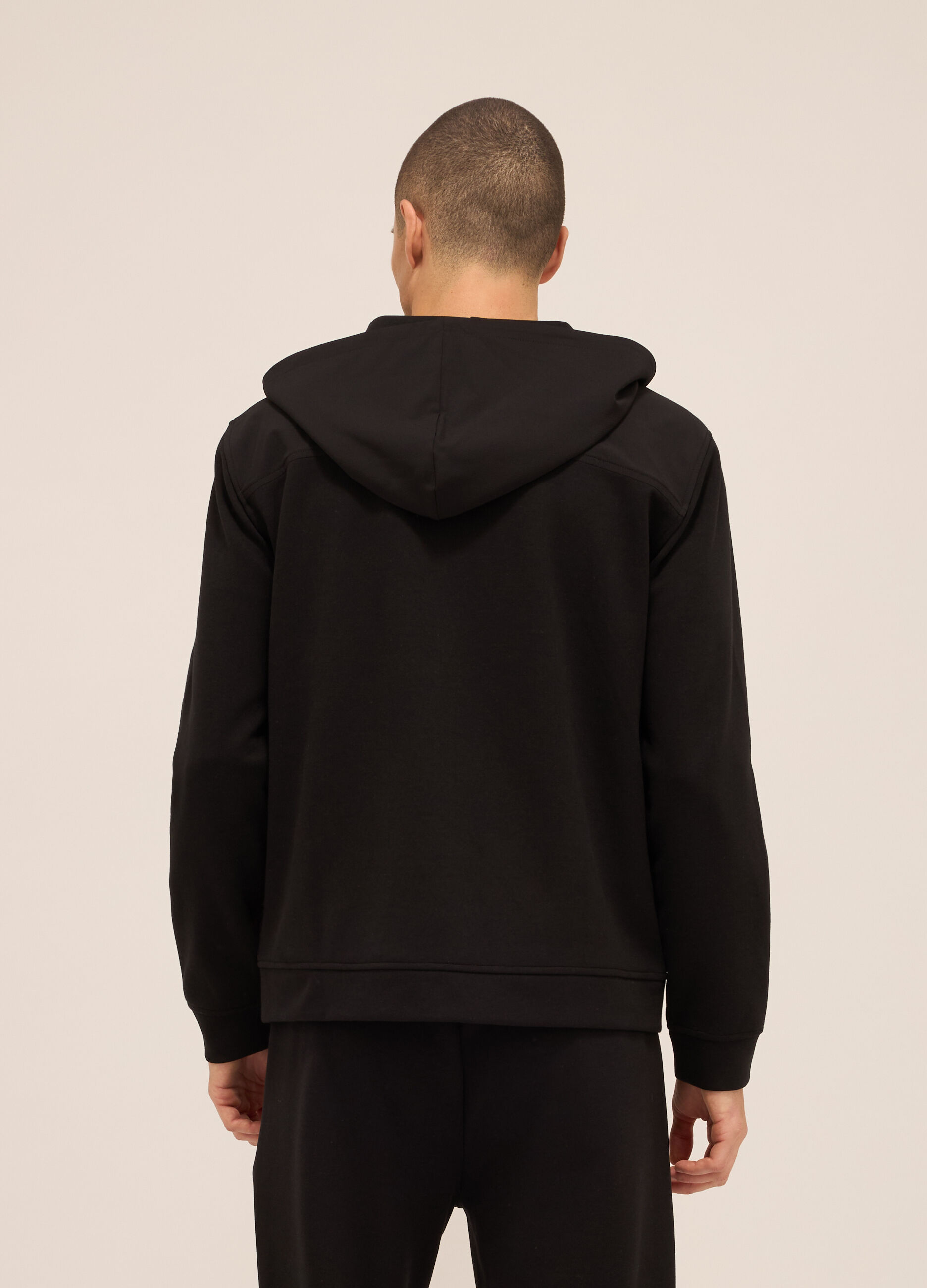 Felpa con zip e cappuccio in misto cotone uomo_1