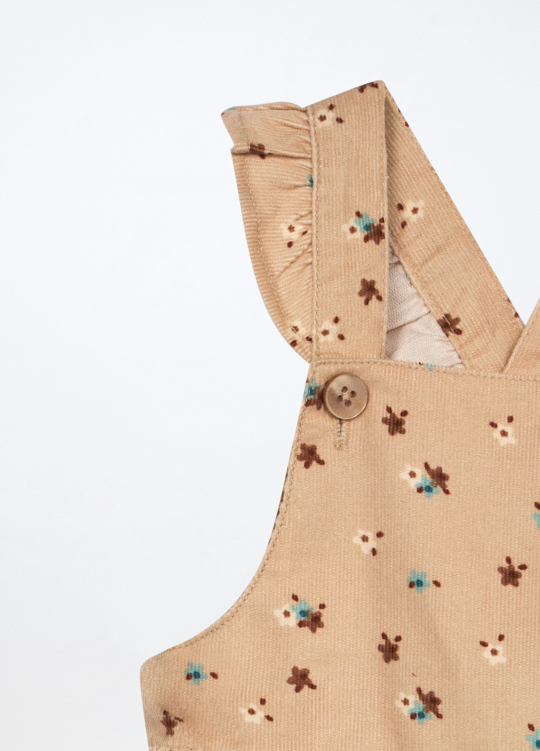 Vestito salopette in velluto a coste di puro cotone neonata _2