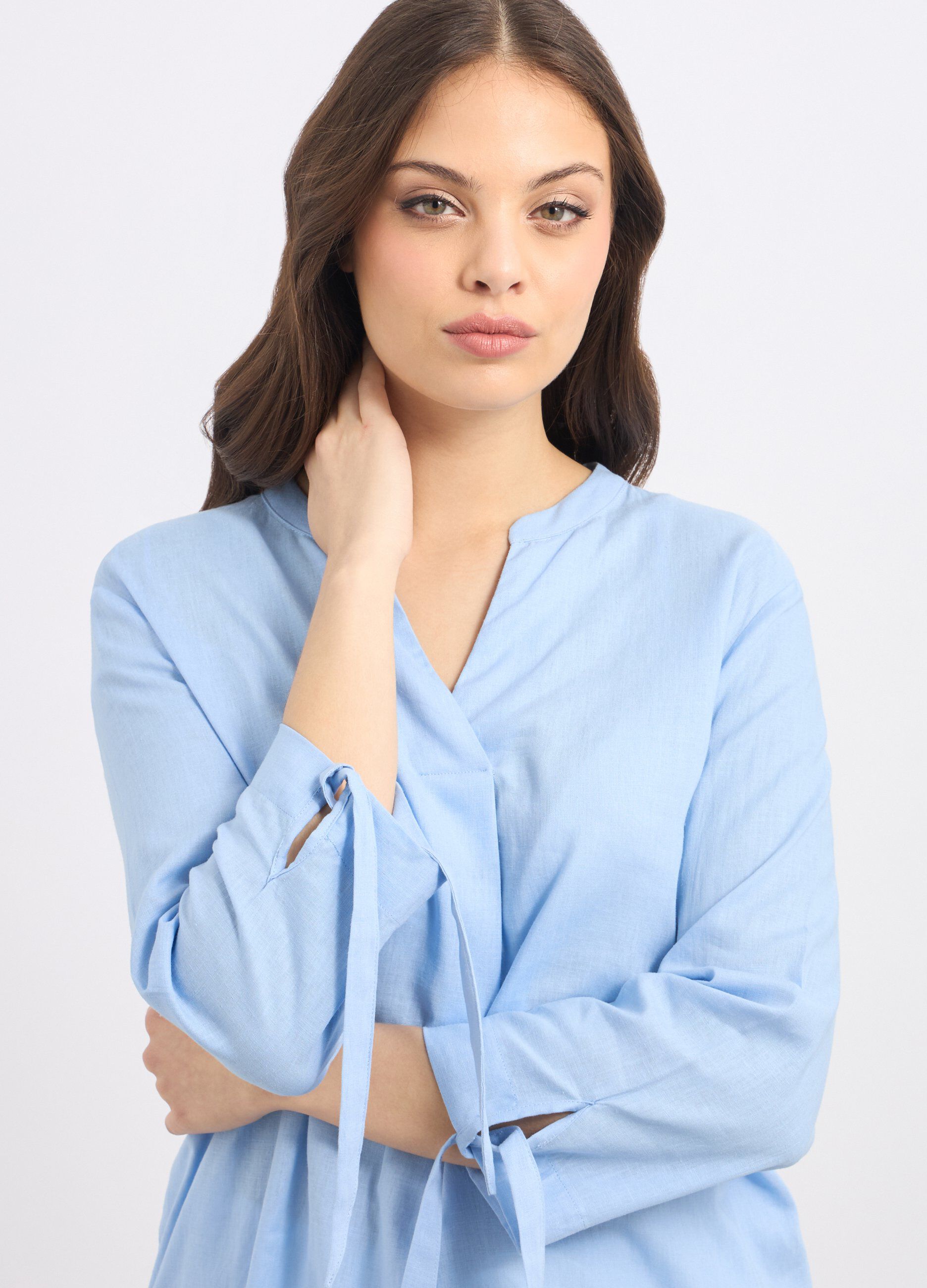Blusa chambray in misto lino donna_2