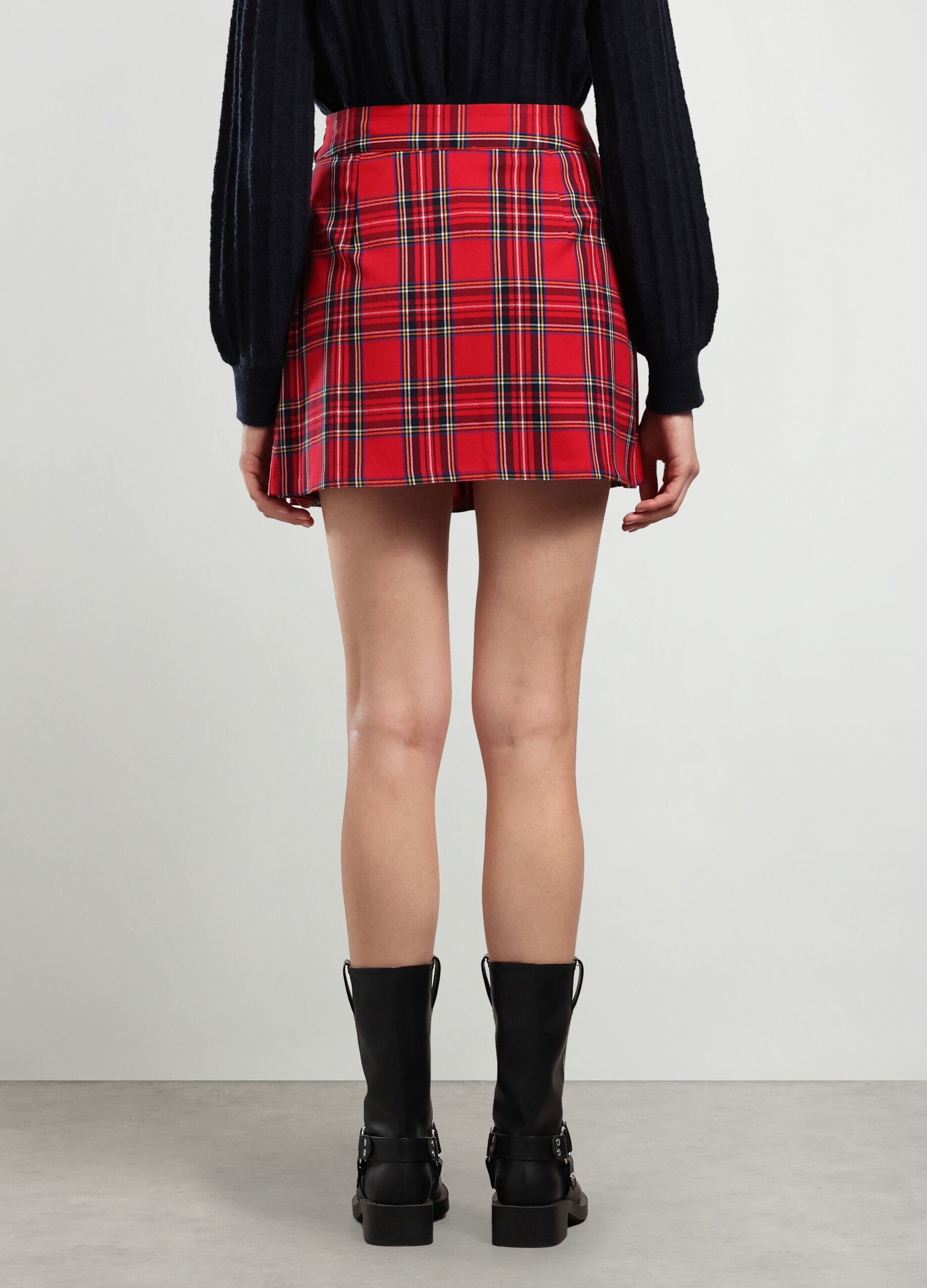 Minigonna a quadri misto viscosa donna_1