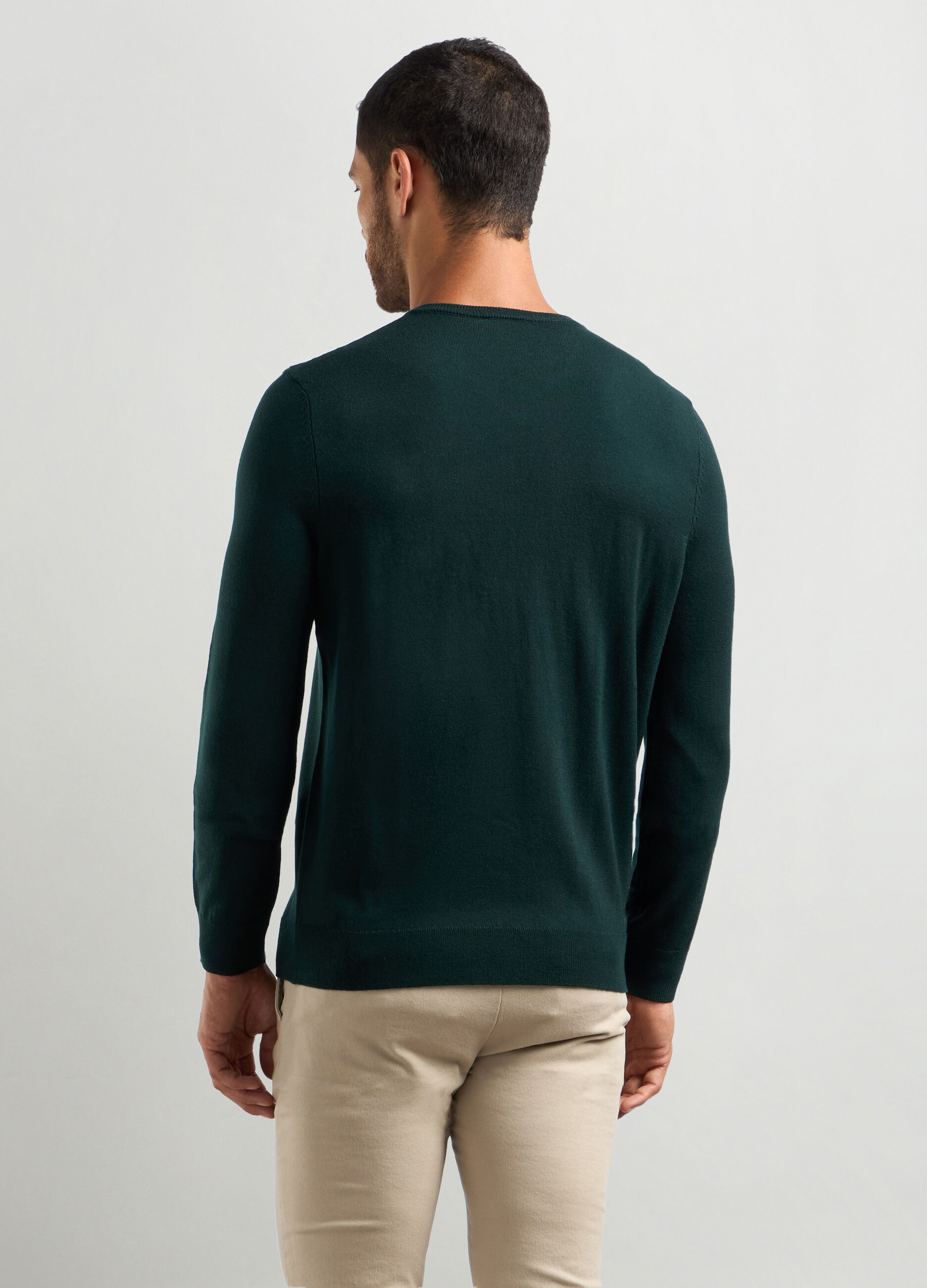 Maglione collo a V maglia rasata uomo_1