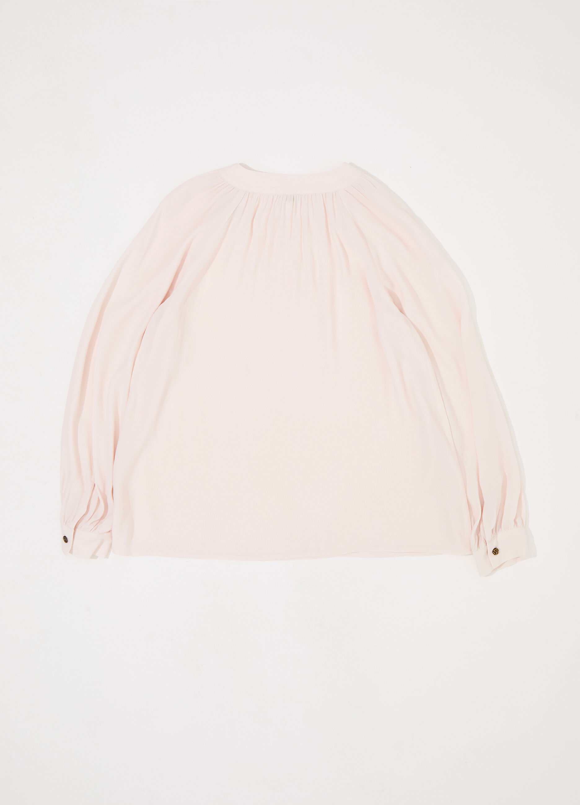 Blusa a pieghe in viscosa crêpe donna_5