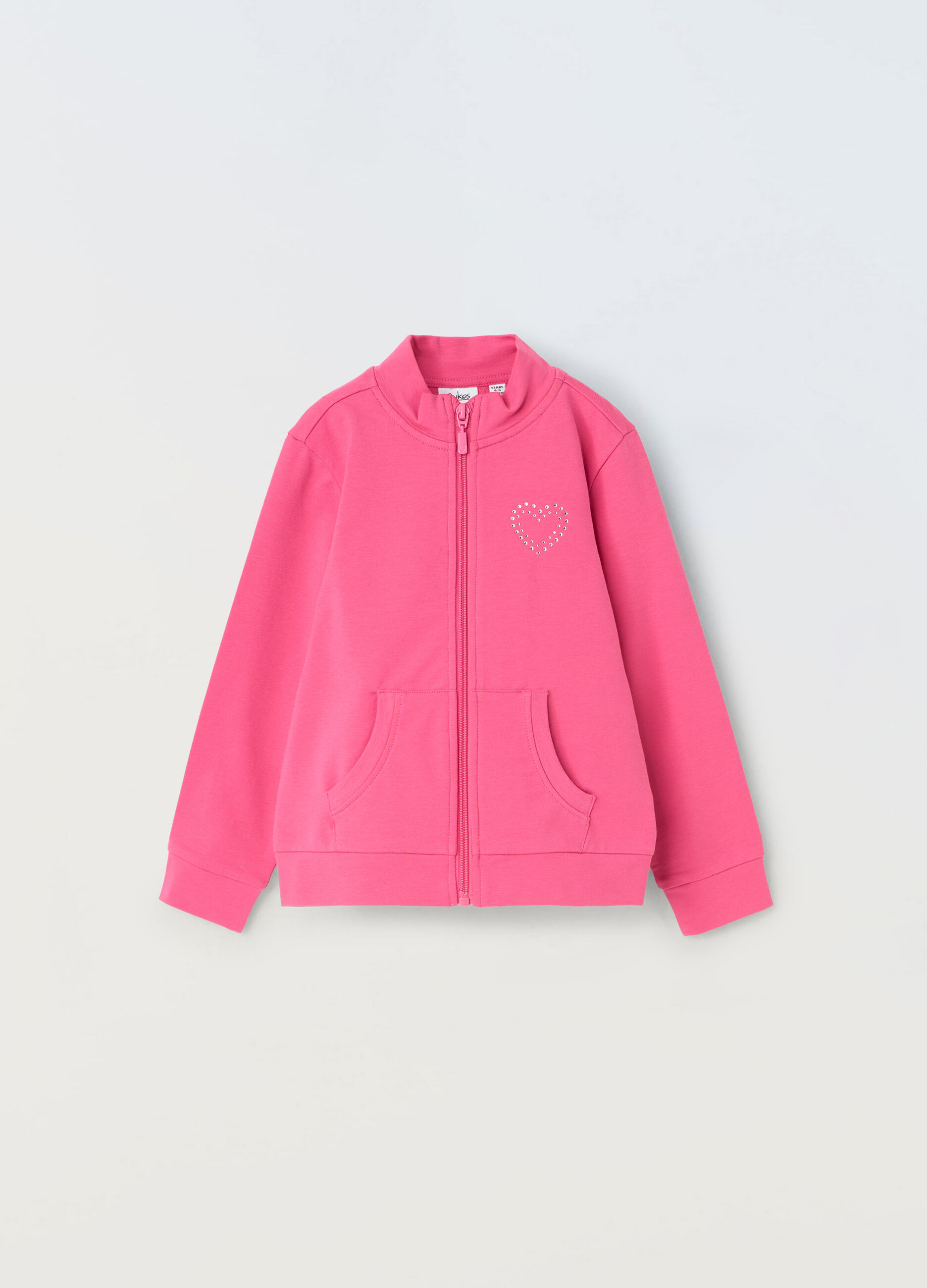 Felpa full zip con strass bambina_0