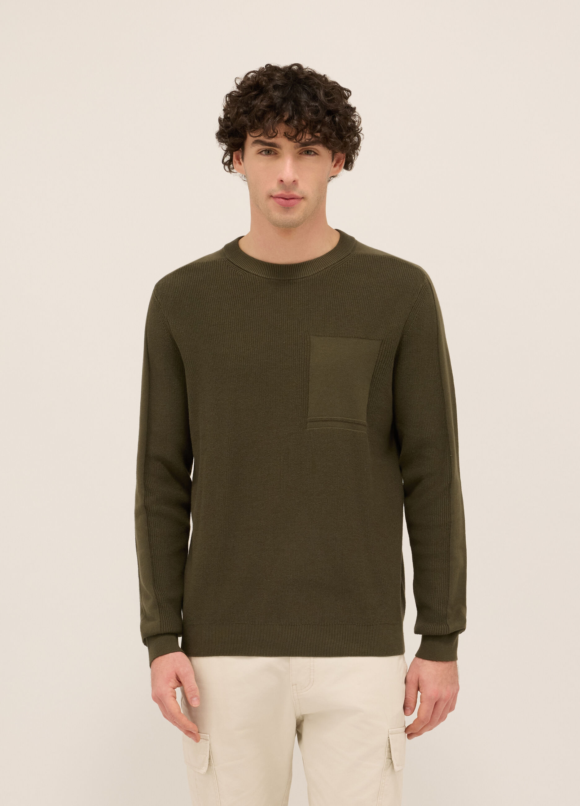 Maglione girocollo in puro cotone uomo_0