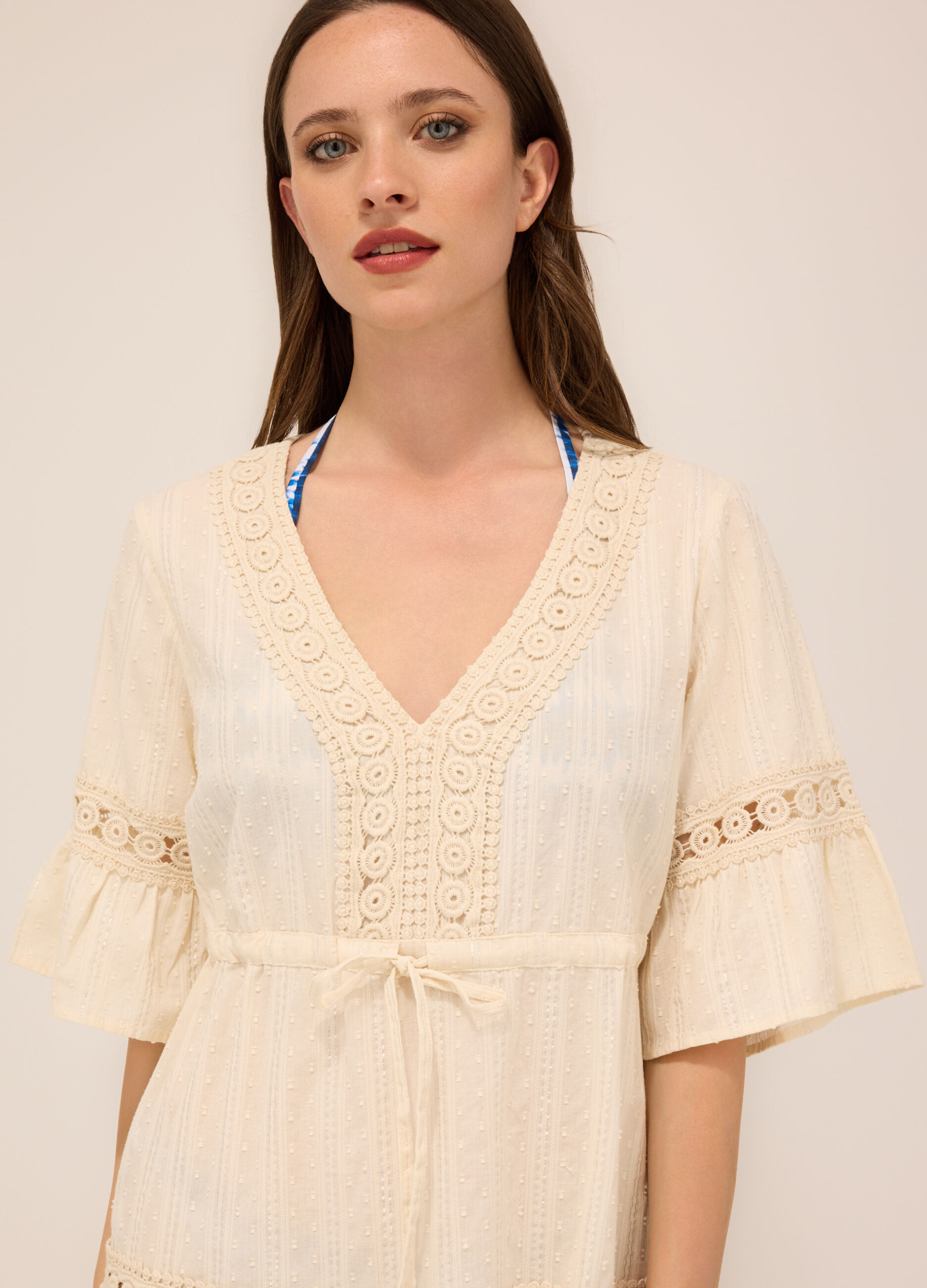 Copricostume in cotone con filo lurex donna_2