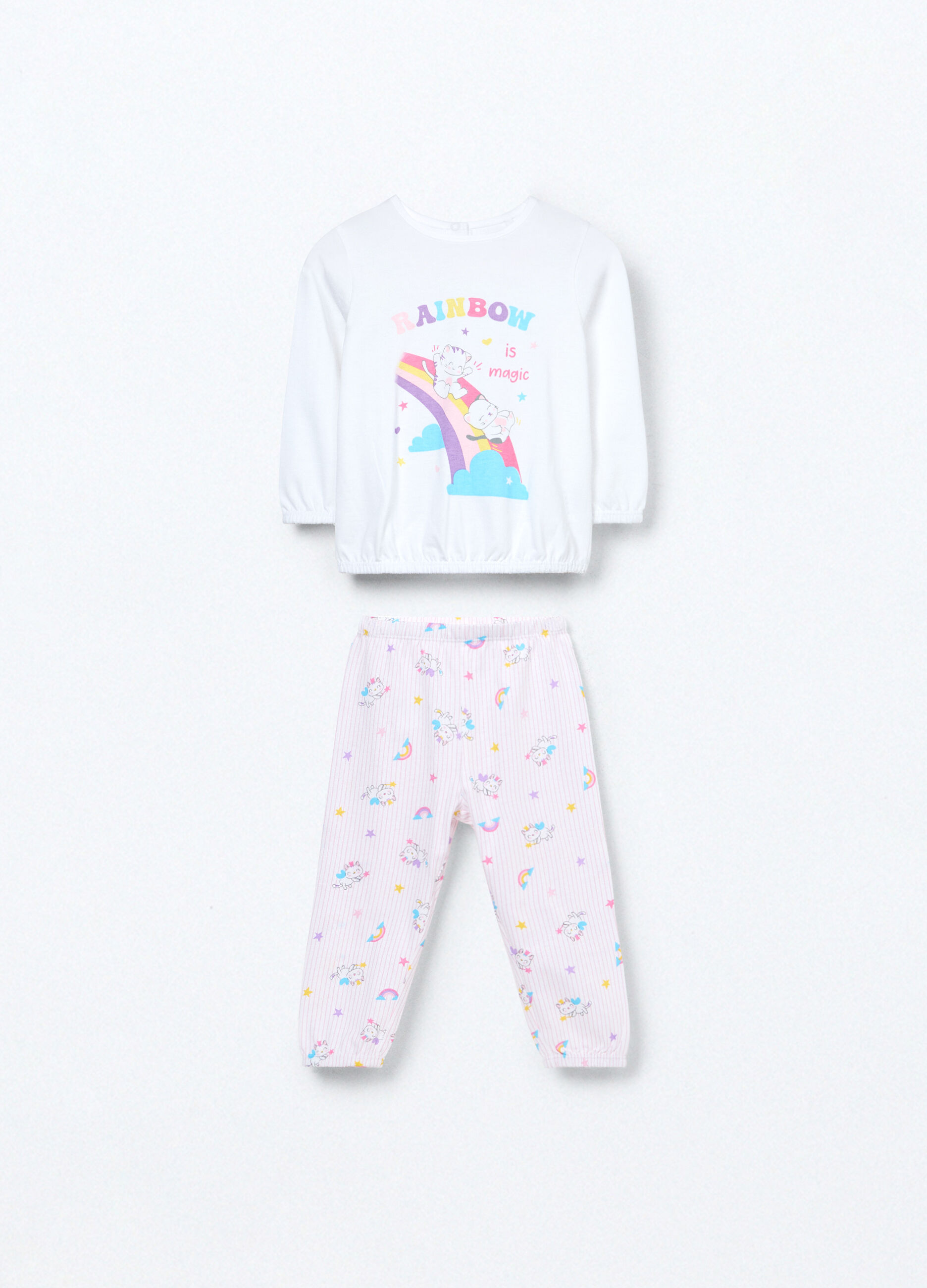 Set pigiama lungo in jersey di puro cotone neonata_0