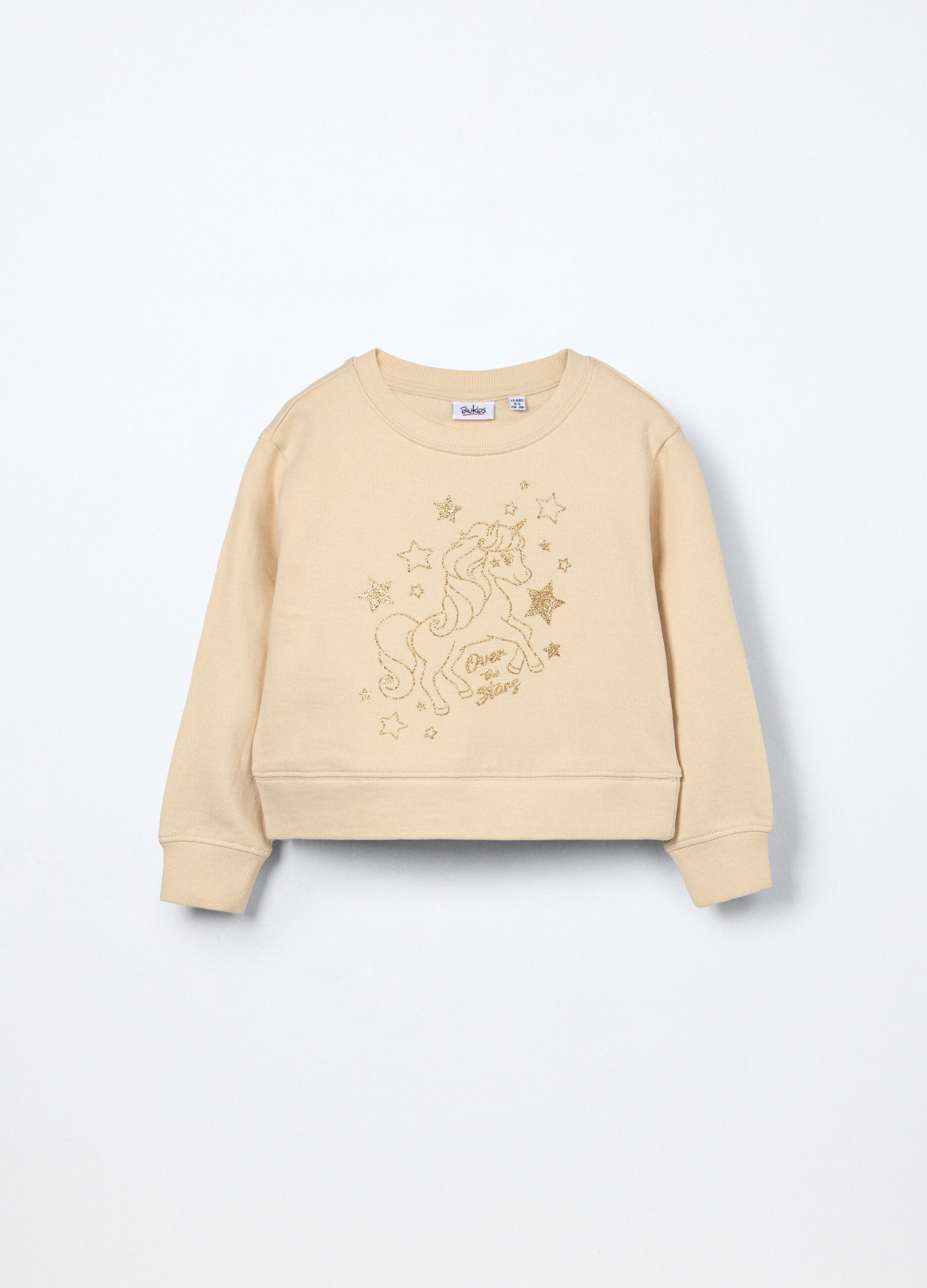 Felpa in puro cotone con stampa bambina_0