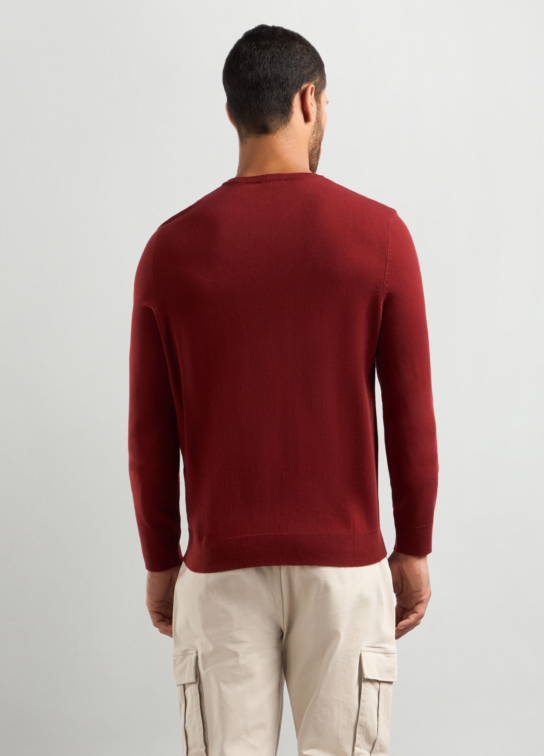 Maglione collo a V maglia rasata uomo_1