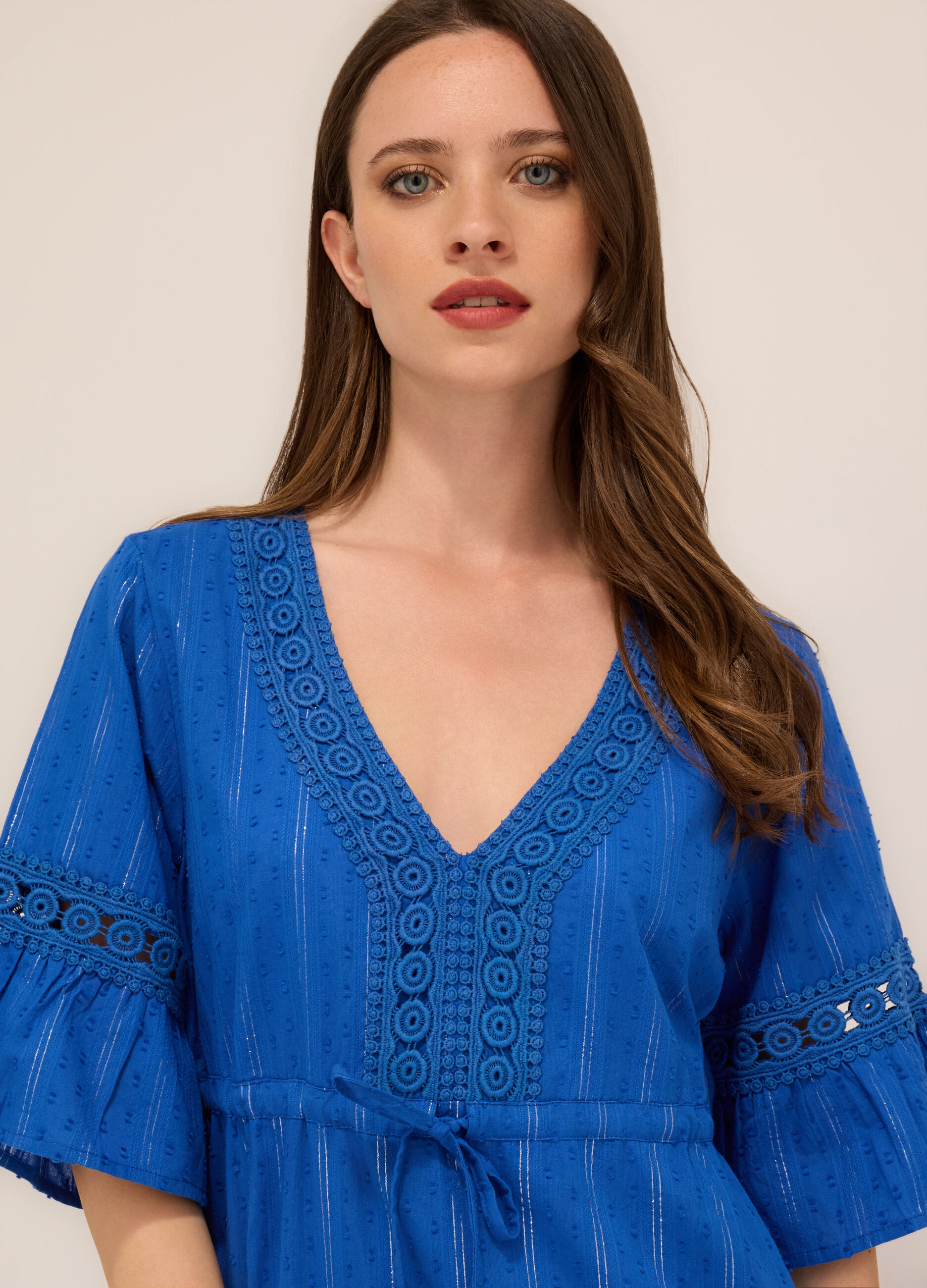 Copricostume in cotone con filo lurex donna_2