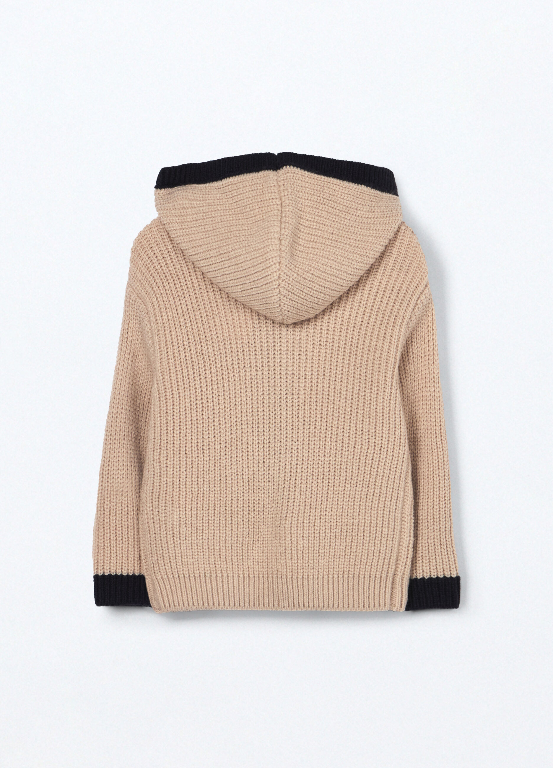 Cardigan tricot con cappuccio neonato_1