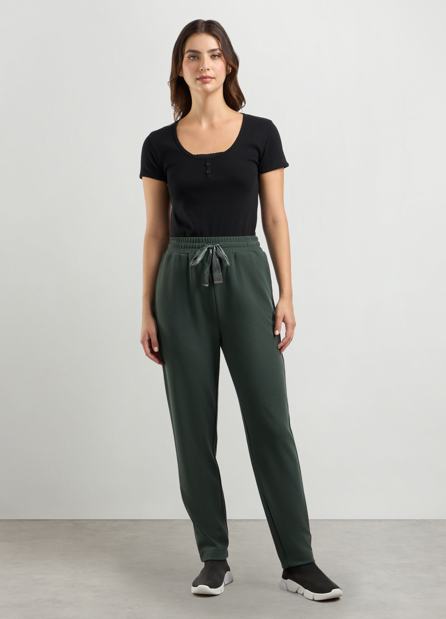 Joggers in misto viscosa piquet donna_0