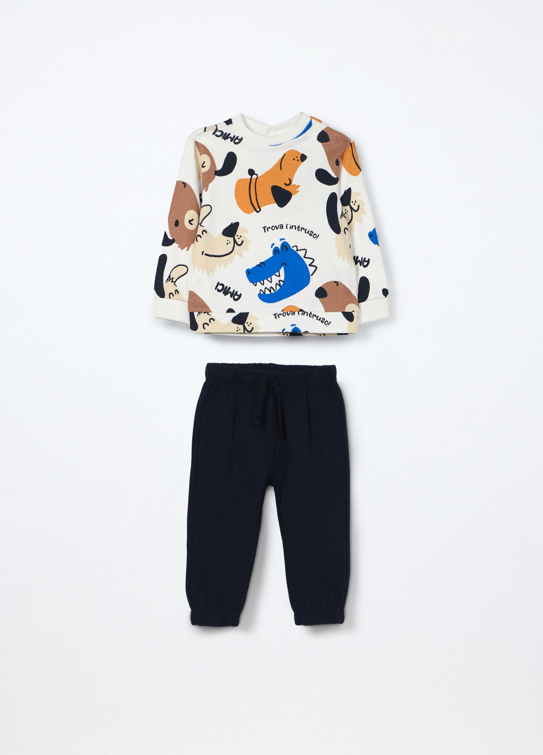 Jogging set in puro cotone fleece neonato_0