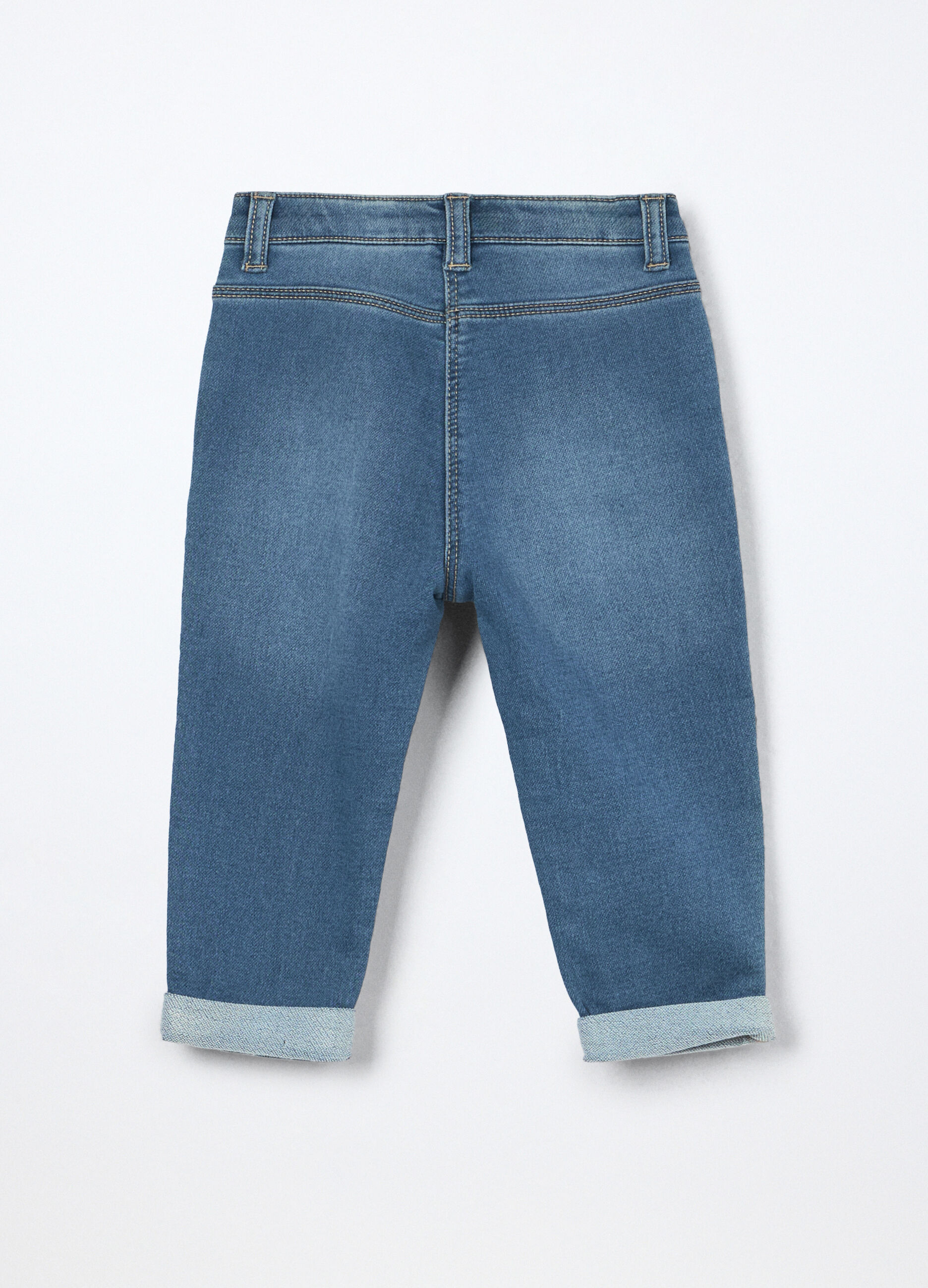 Pantaloni in denim misto cotone neonata_1